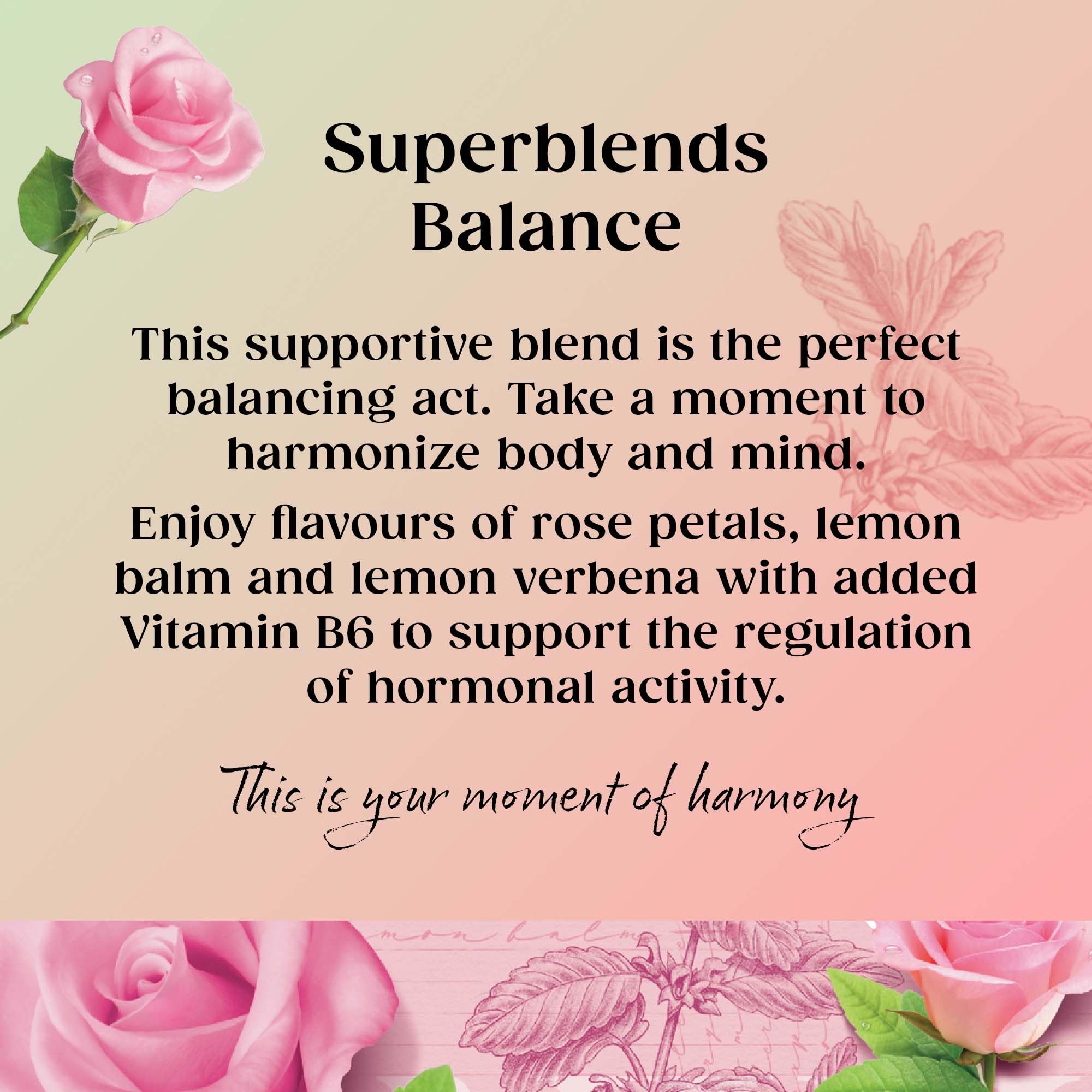 Twinings Superblends Balance Herbal Tea with Vitamin B6 - Rose & Lychee, Caffeine Free | 4 Pack of 20 Tea Bags