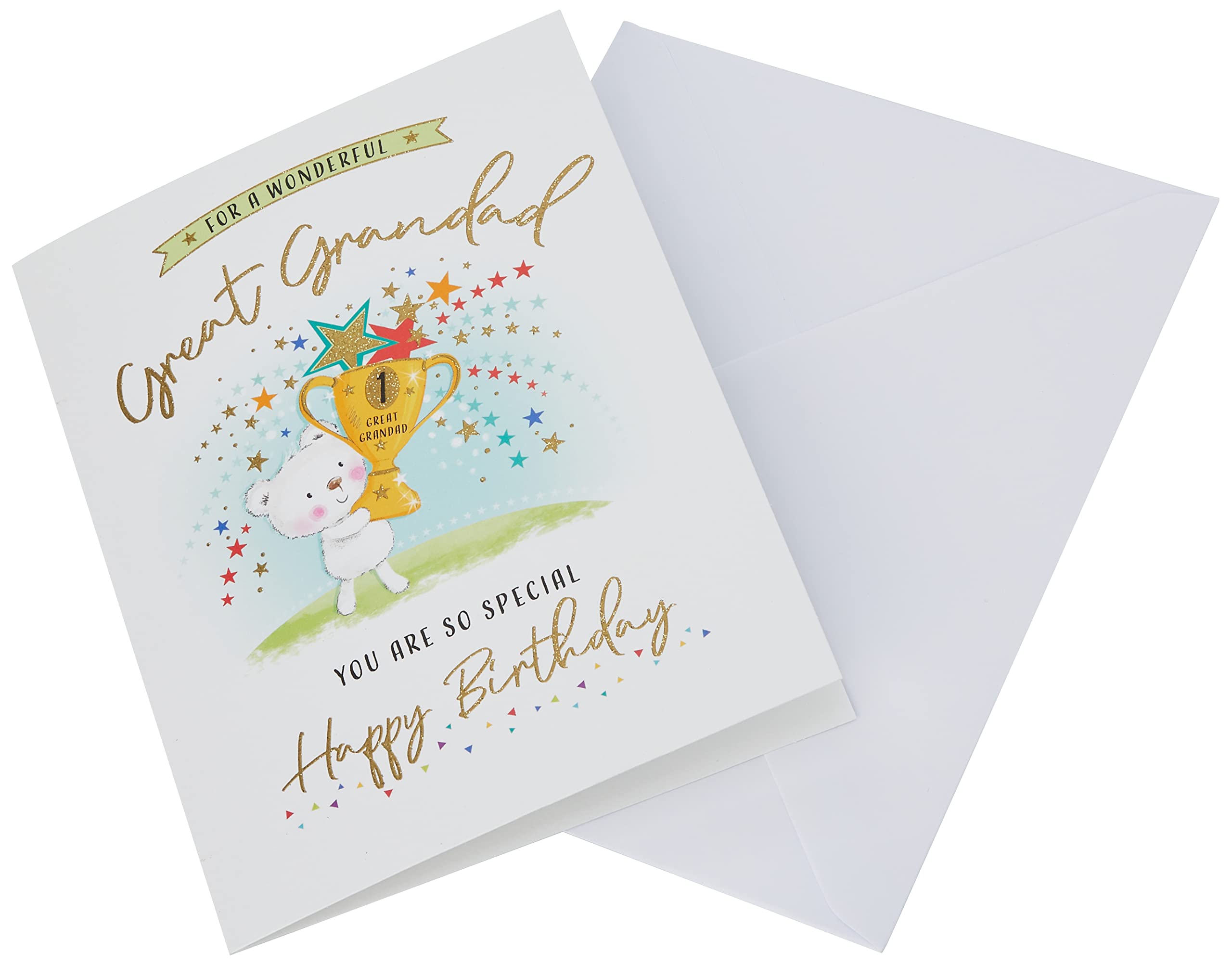 Piccadilly Greetings Modern Birthday Card for Great Grandad | Green | 8 x 6 inches 4