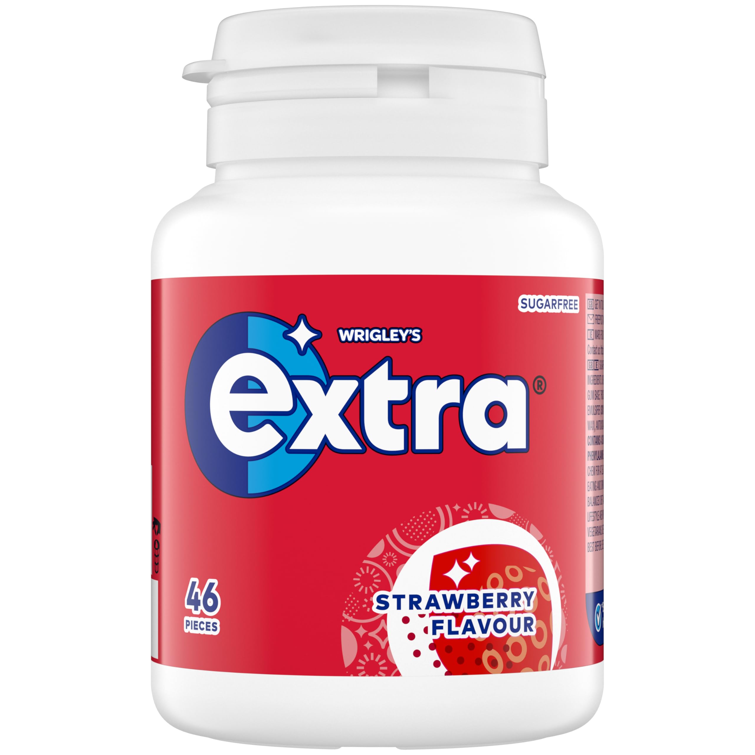 Extra Strawberry Sugar Free Chewing Gum Bottle - 46 Pieces | Tooth-Friendly Xylitol