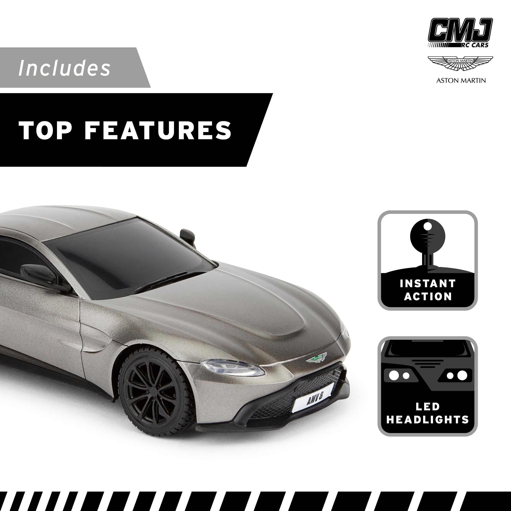 CMJ RC Cars Aston Martin Vantage Remote Control Car - 1:24 Scale Grey | 2.4Ghz Racing 7