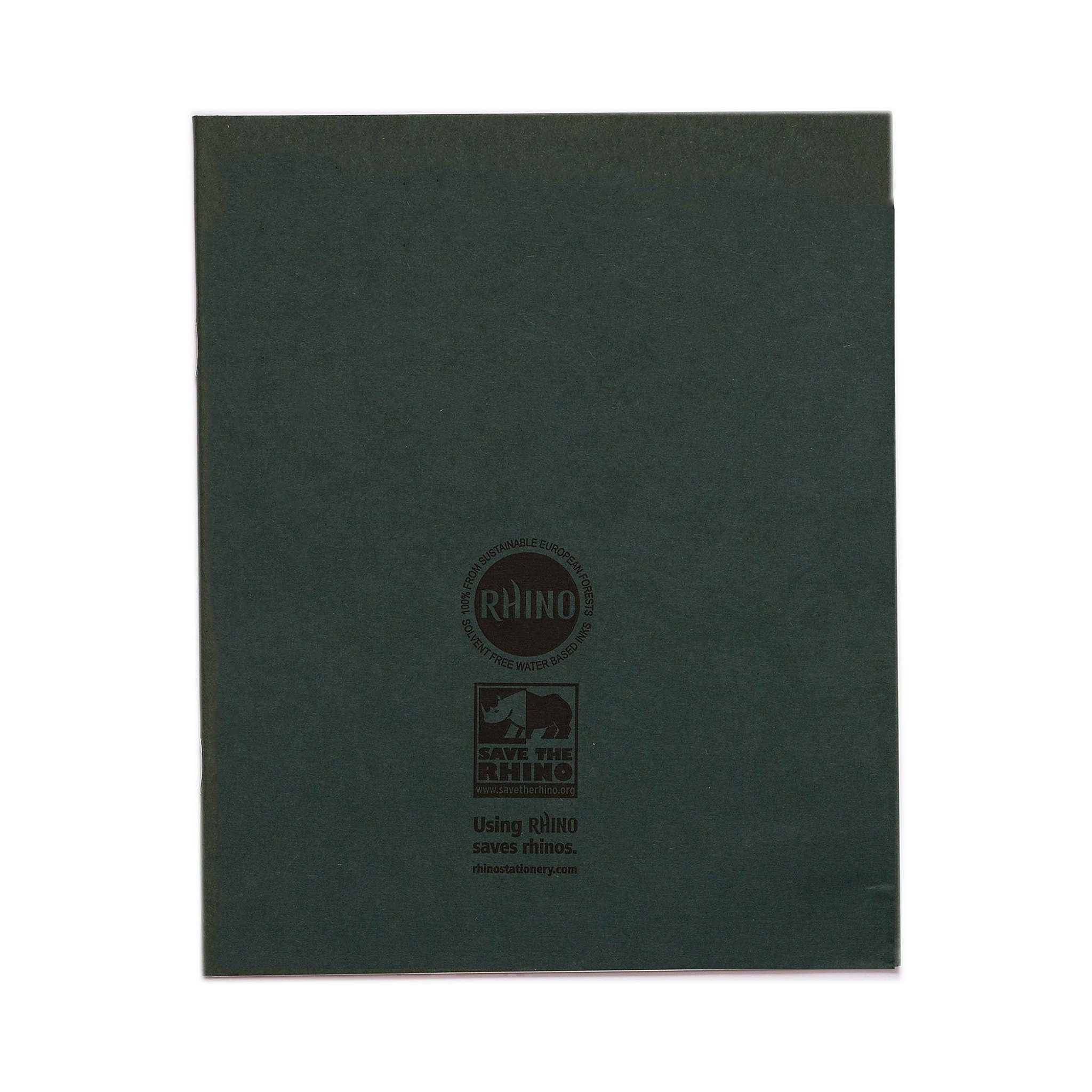 Rhino 8 x 6.5 Exercise Books - 48-Page, 10mm Squared Paper, Dark Green Cover | 10-Pack 8