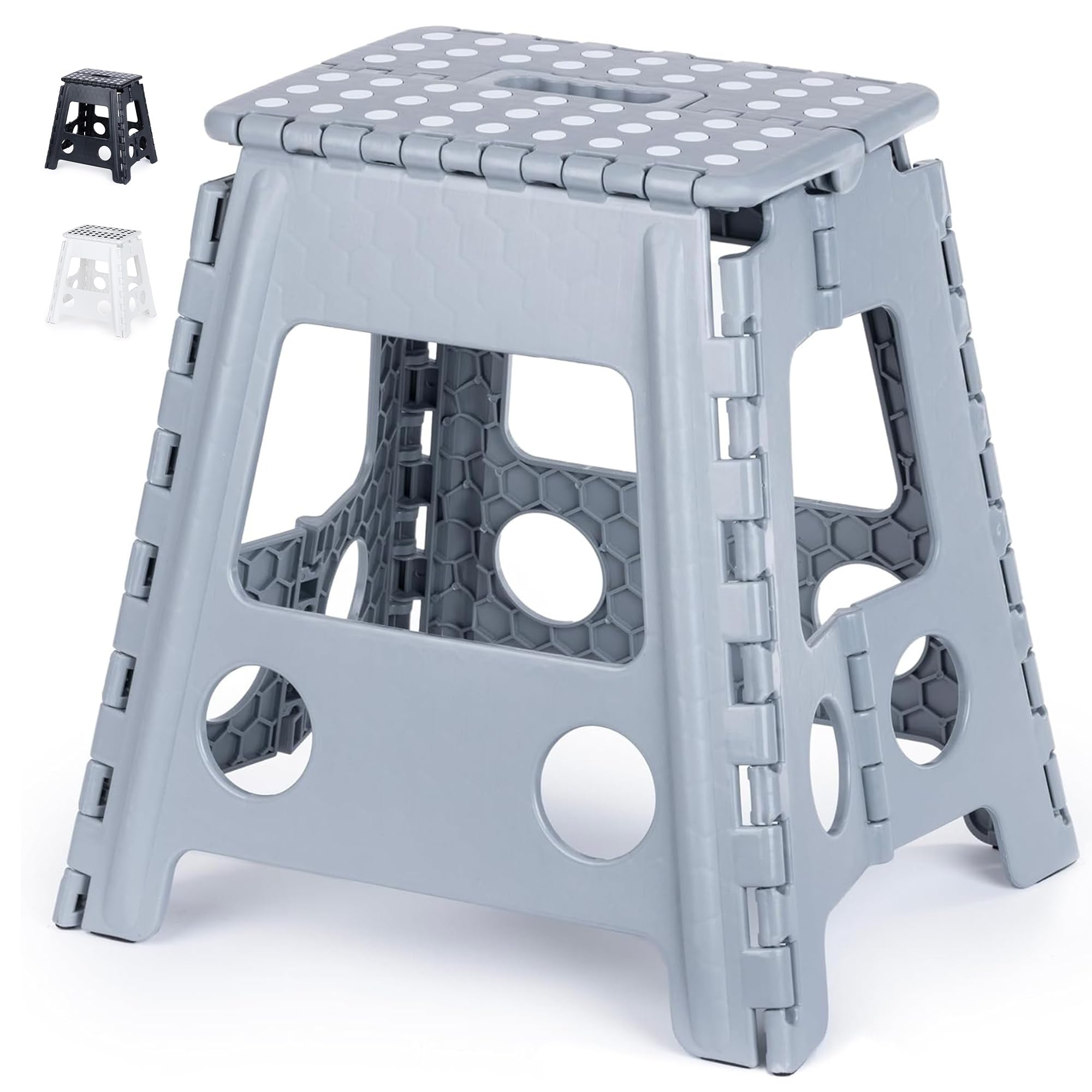 LIVIVO Folding Step Stool - Two Tier, 150kg Capacity, Grey Polypropylene | Model FS726