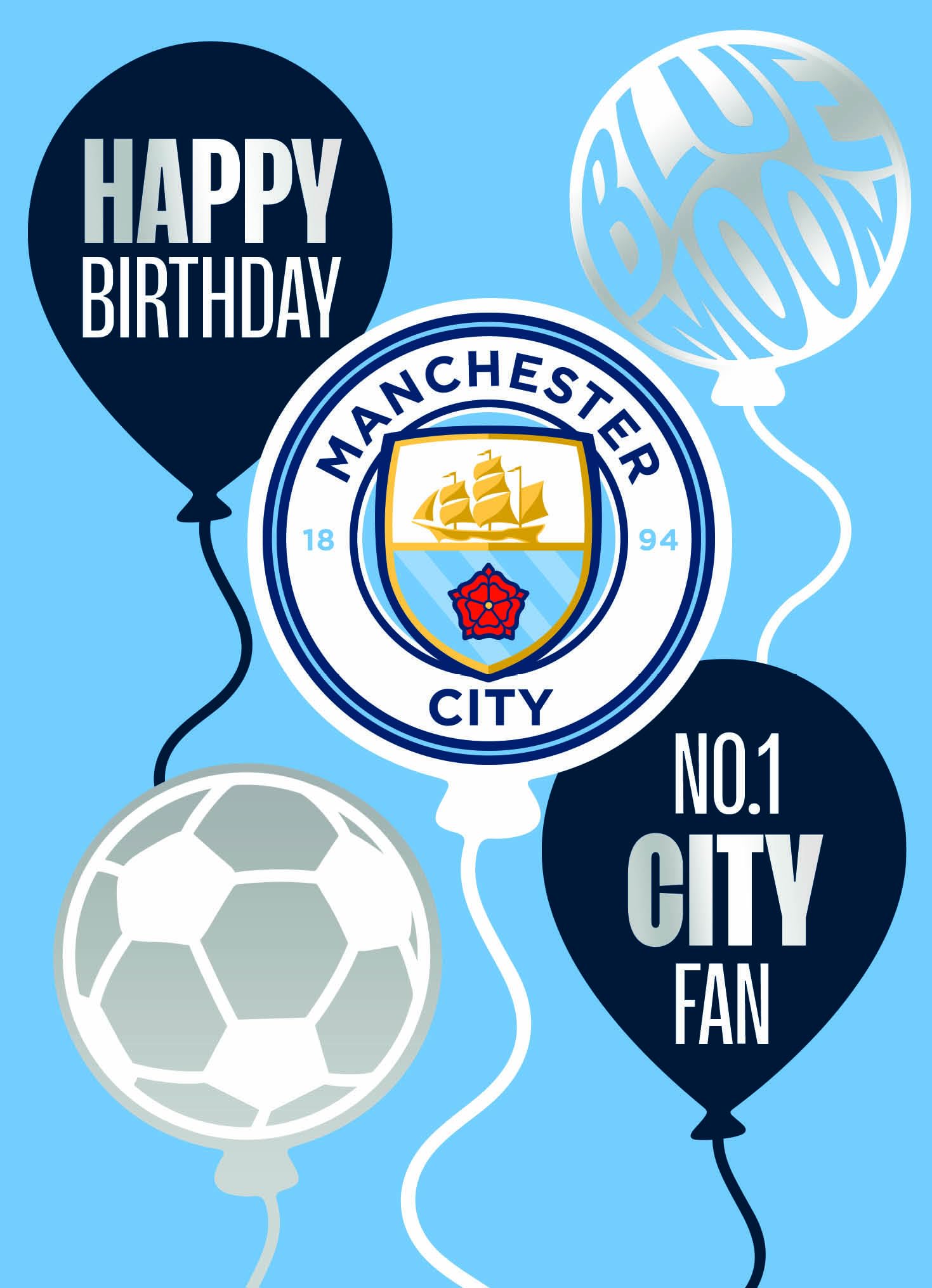 Danilo Promotions LTD Manchester City FC Birthday Card | Standard Size | Multi-Colour