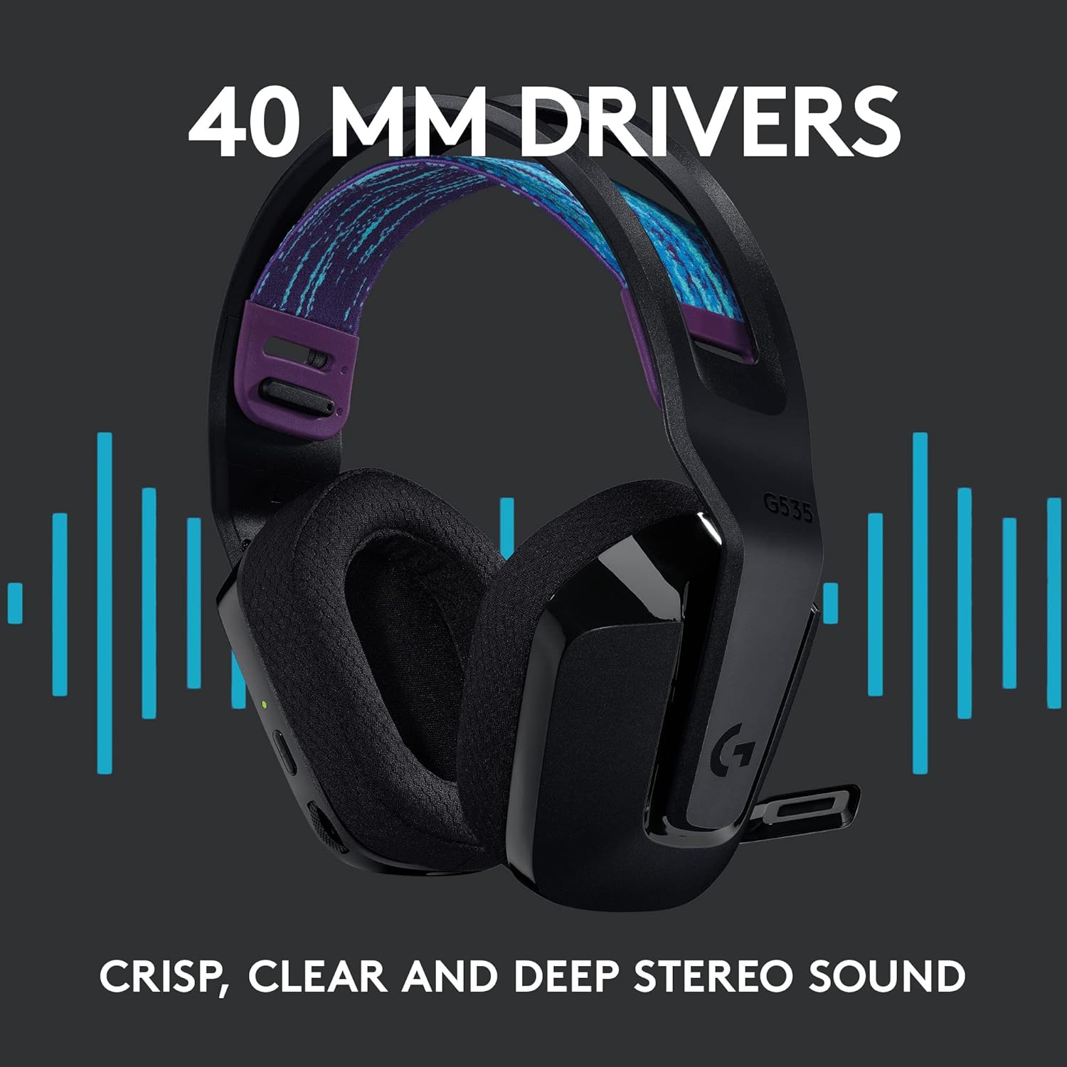 Logitech G G535 LIGHTSPEED Wireless Gaming Headset - 40mm Drivers, Lightweight 236g, USB Plug & Play for PC and PlayStation 4