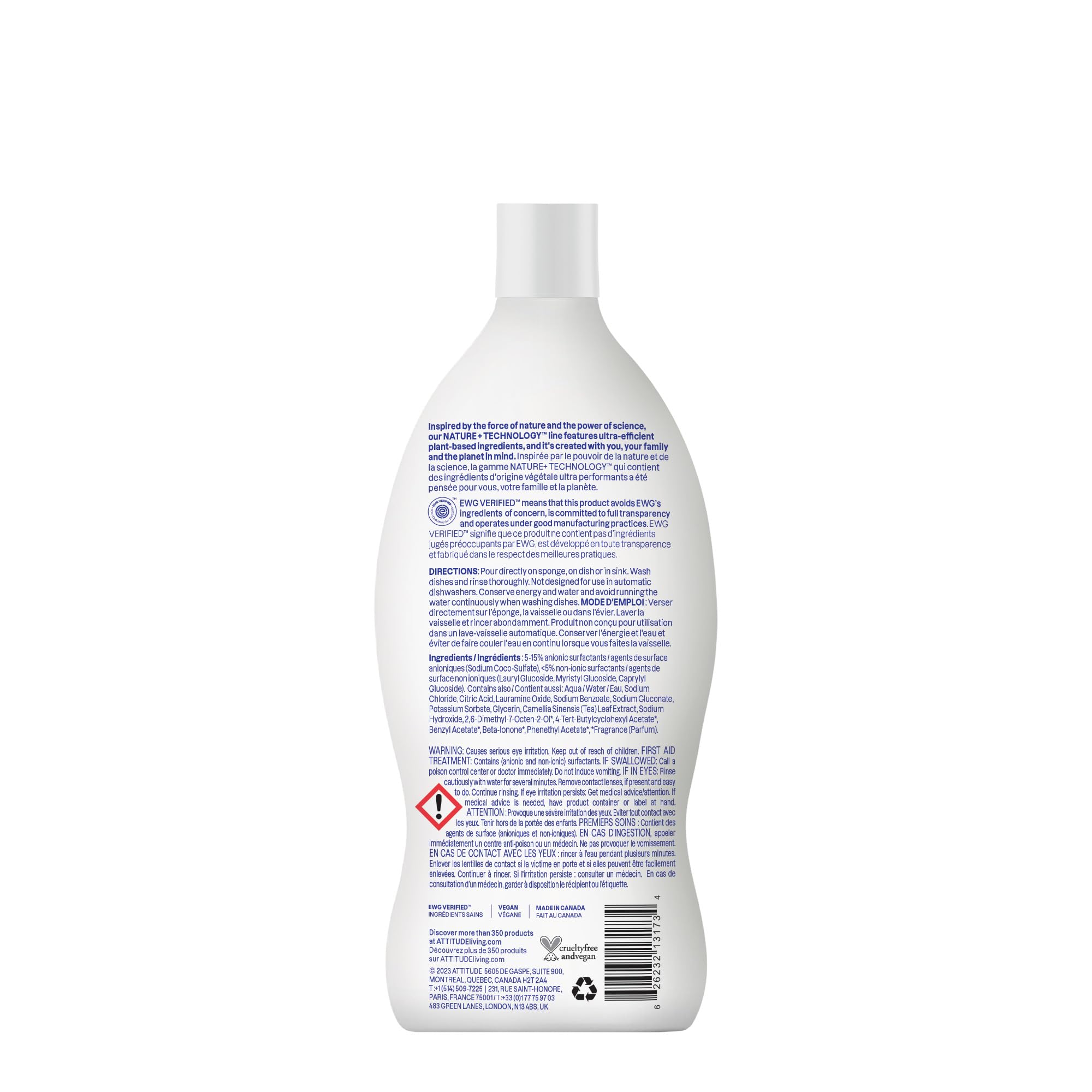 ATTITUDE EWG Verified Plant-Based Dish Soap - Wildflowers Scent | 700 ml | Biodegradable 7