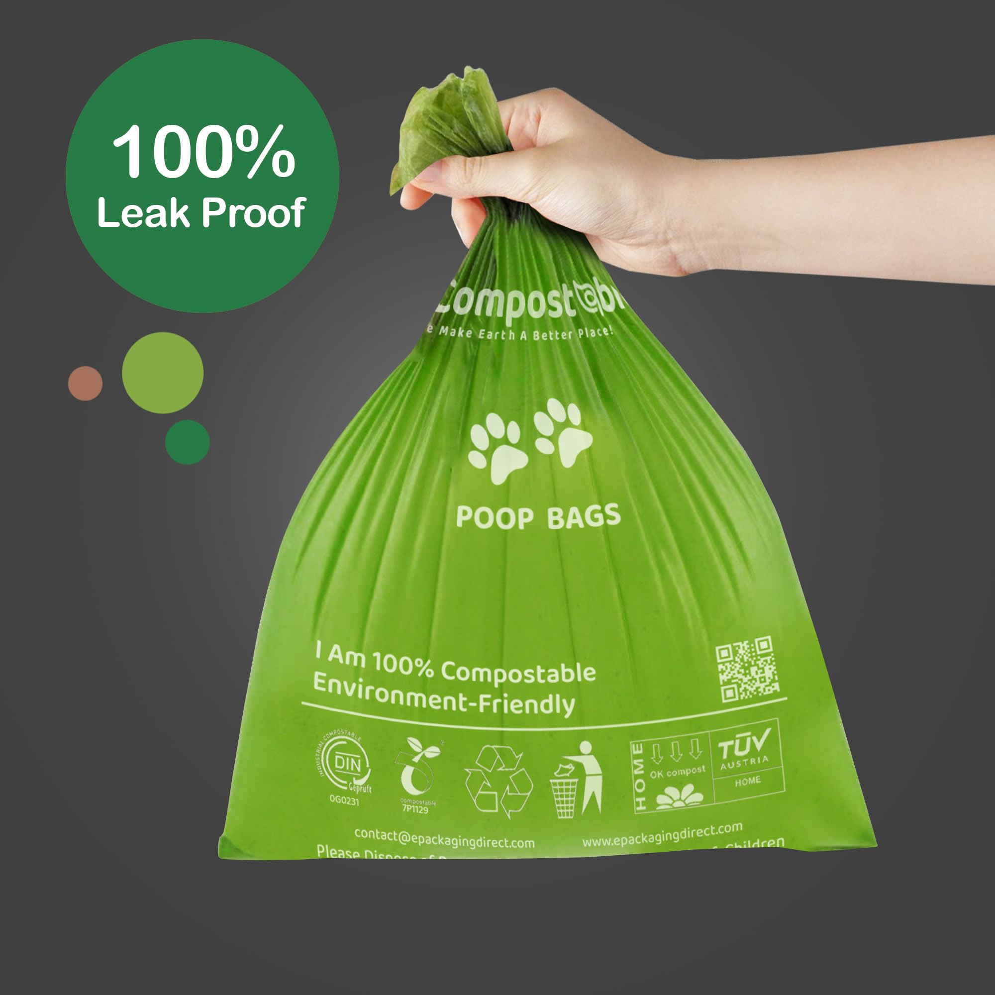 eCompostable Eco-Friendly Poop Bags - 240 Count, Green, Unscented | 13 x 9 Inches 5