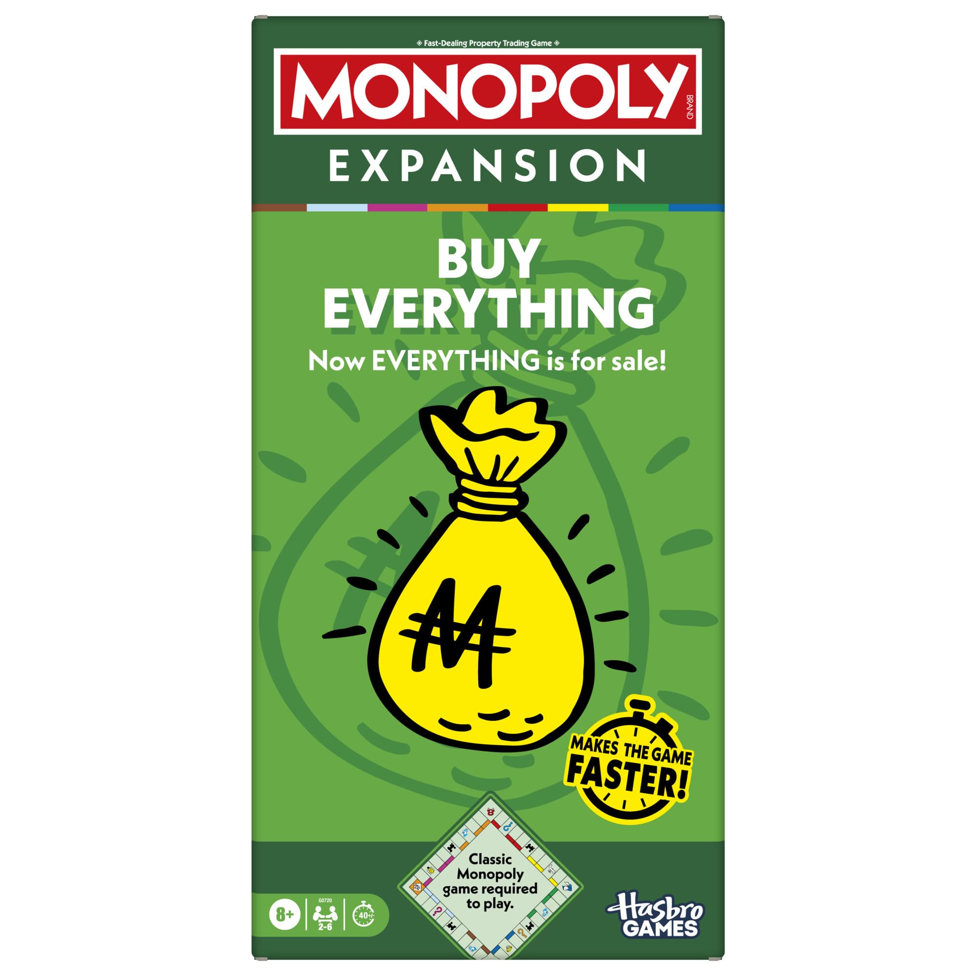 Monopoly Buy Everything Expansion - Play in Half the Time | Classic Edition | Ages 8+