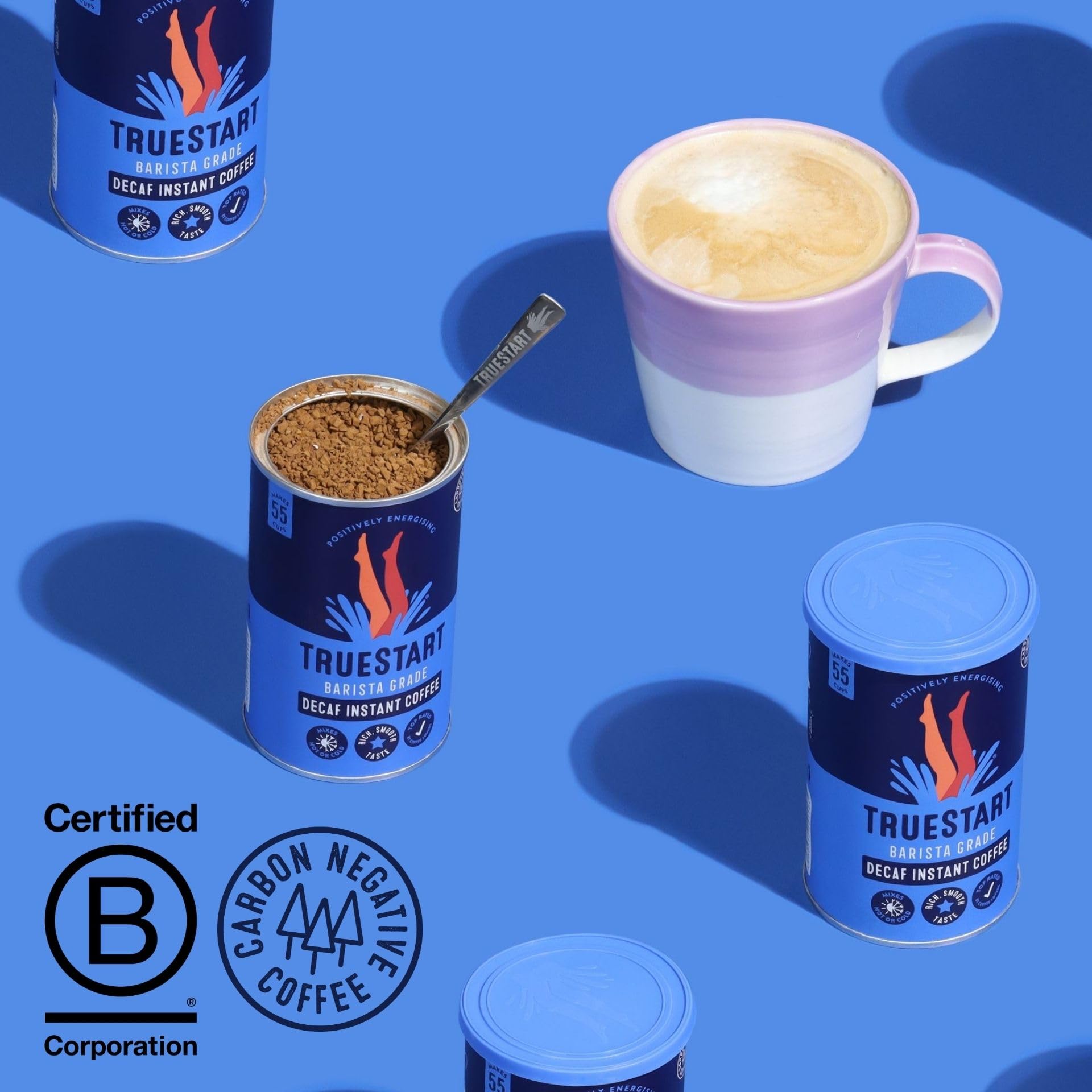 TRUESTART Barista Grade Decaf Instant Coffee - Smooth Medium Roast | 100% Brazilian Arabica | 100g Tin (Pack of 6) 6