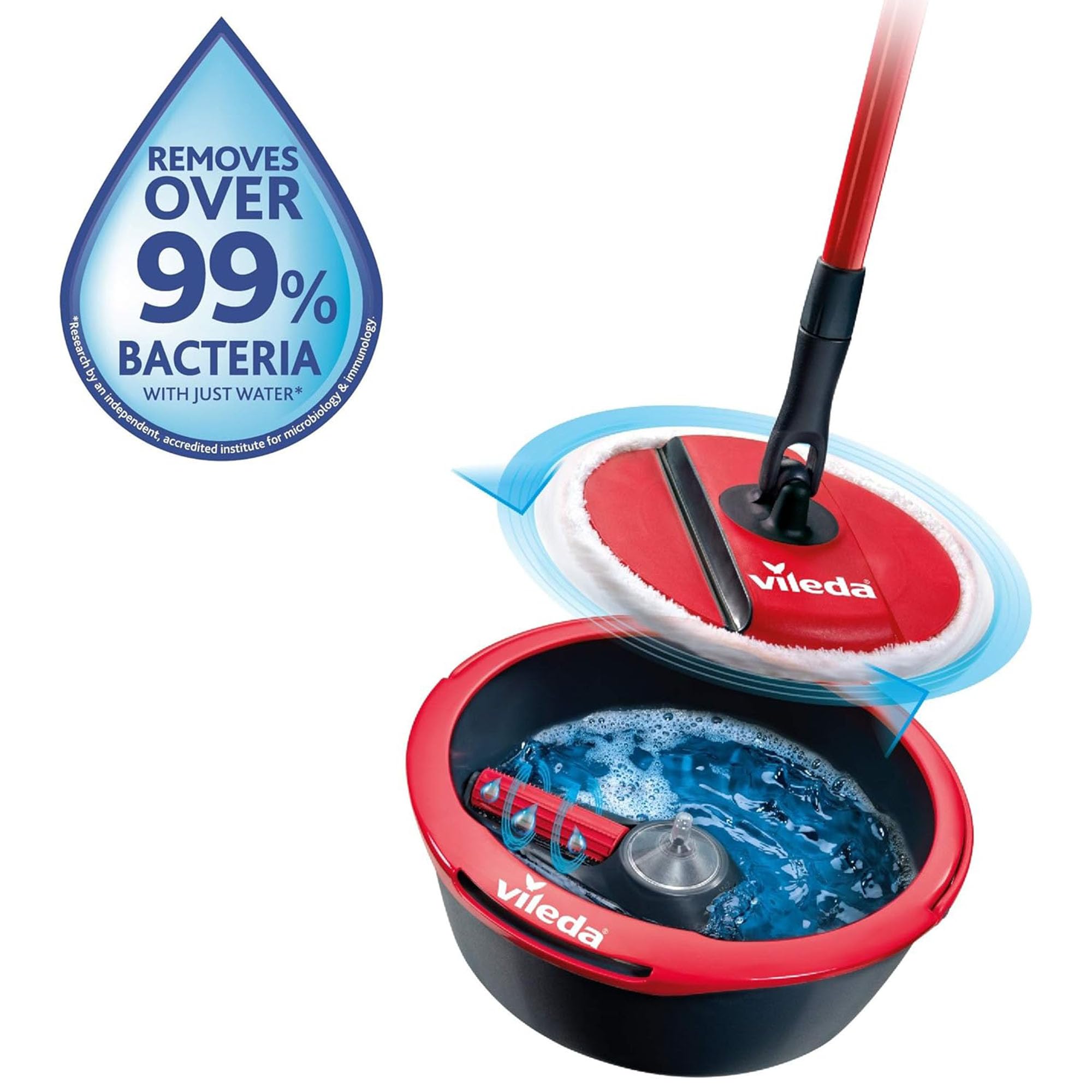 Vileda Spin & Clean Floor Mop and Bucket Set - Removes 99.9% Bacteria | Machine Washable Pad 7