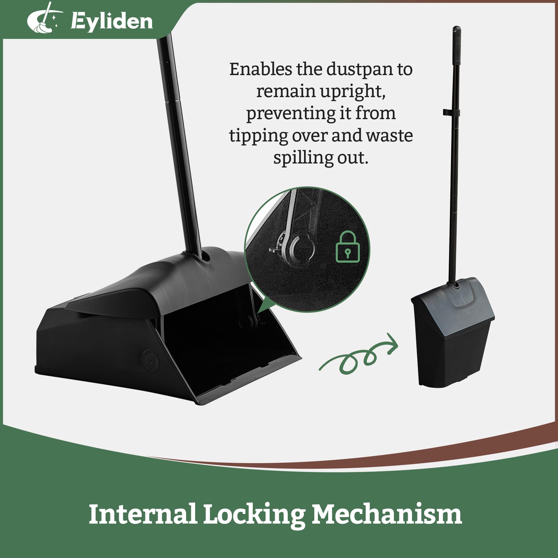 Eyliden Long Handled Dustpan and Brush Set - Upright, Windproof Lid | 58.8in Broom 6