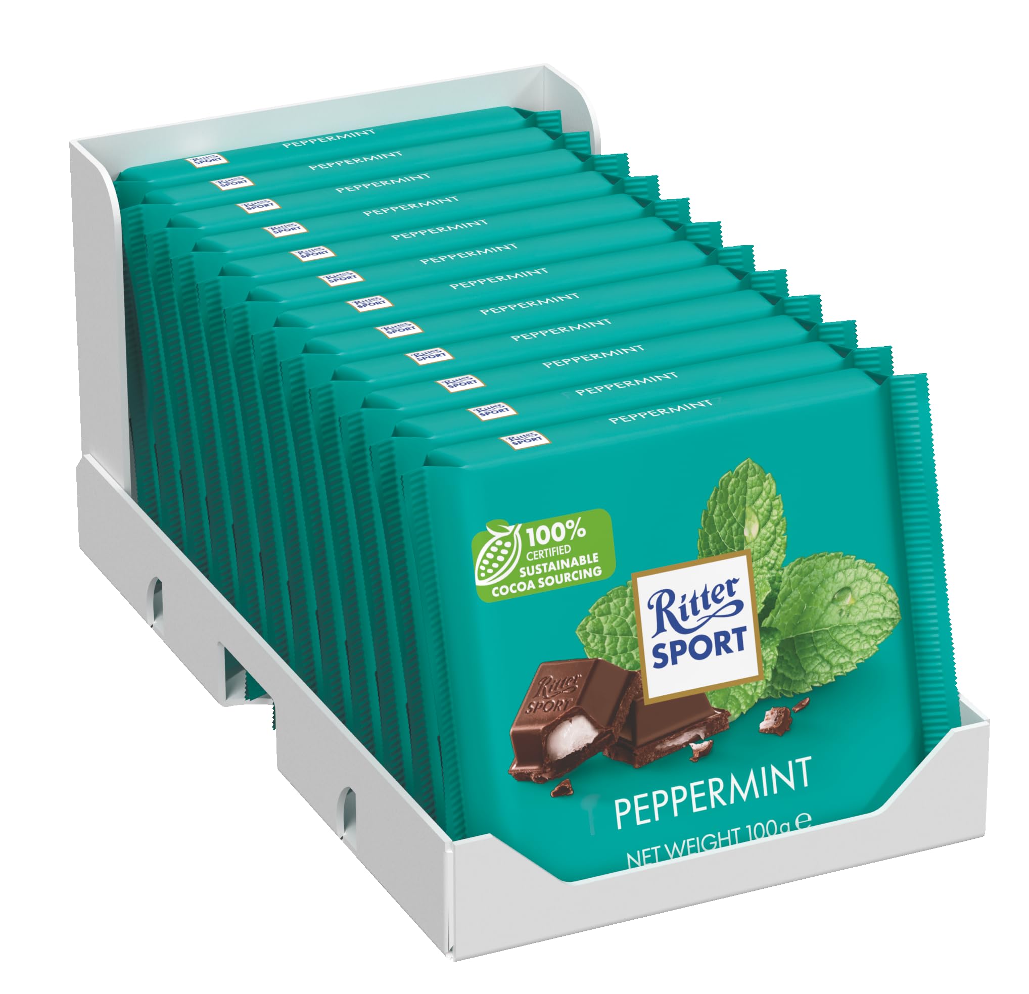 Ritter Sport - Pfefferminz-Zartbitterschokolade 100g, 12er-Pack