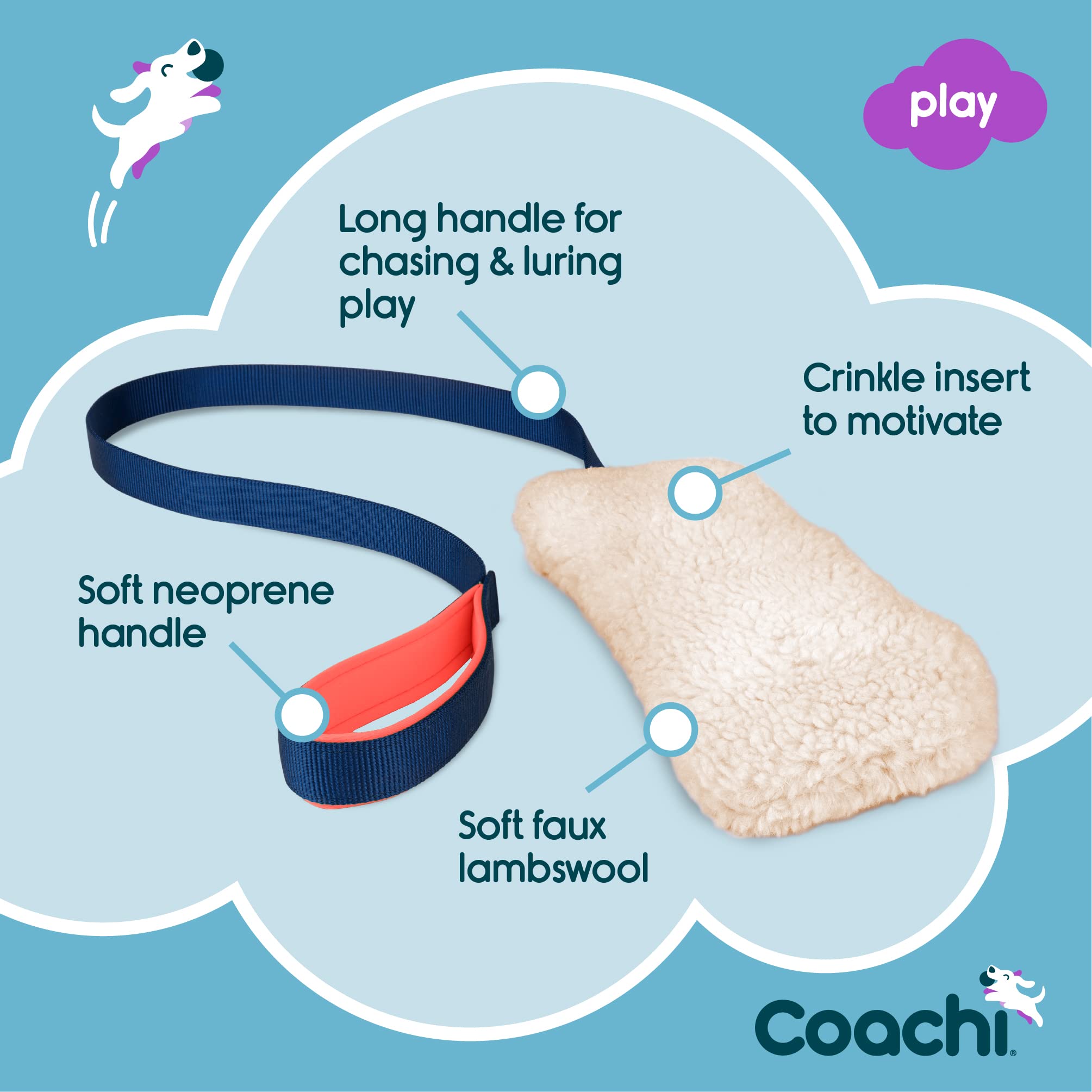 Coachi Chase & Crinkle Enrichment Dog Toy - Soft Faux Lambswool | Navy & Coral 3