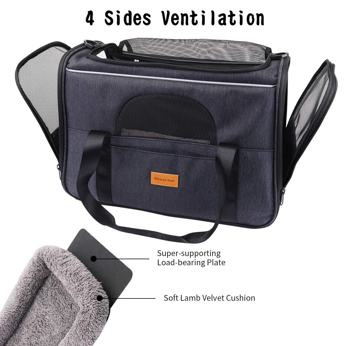 morpilot Airline Approved Soft-Sided Pet Carrier - Durable Polyester, Up to 9kg | Grey 5