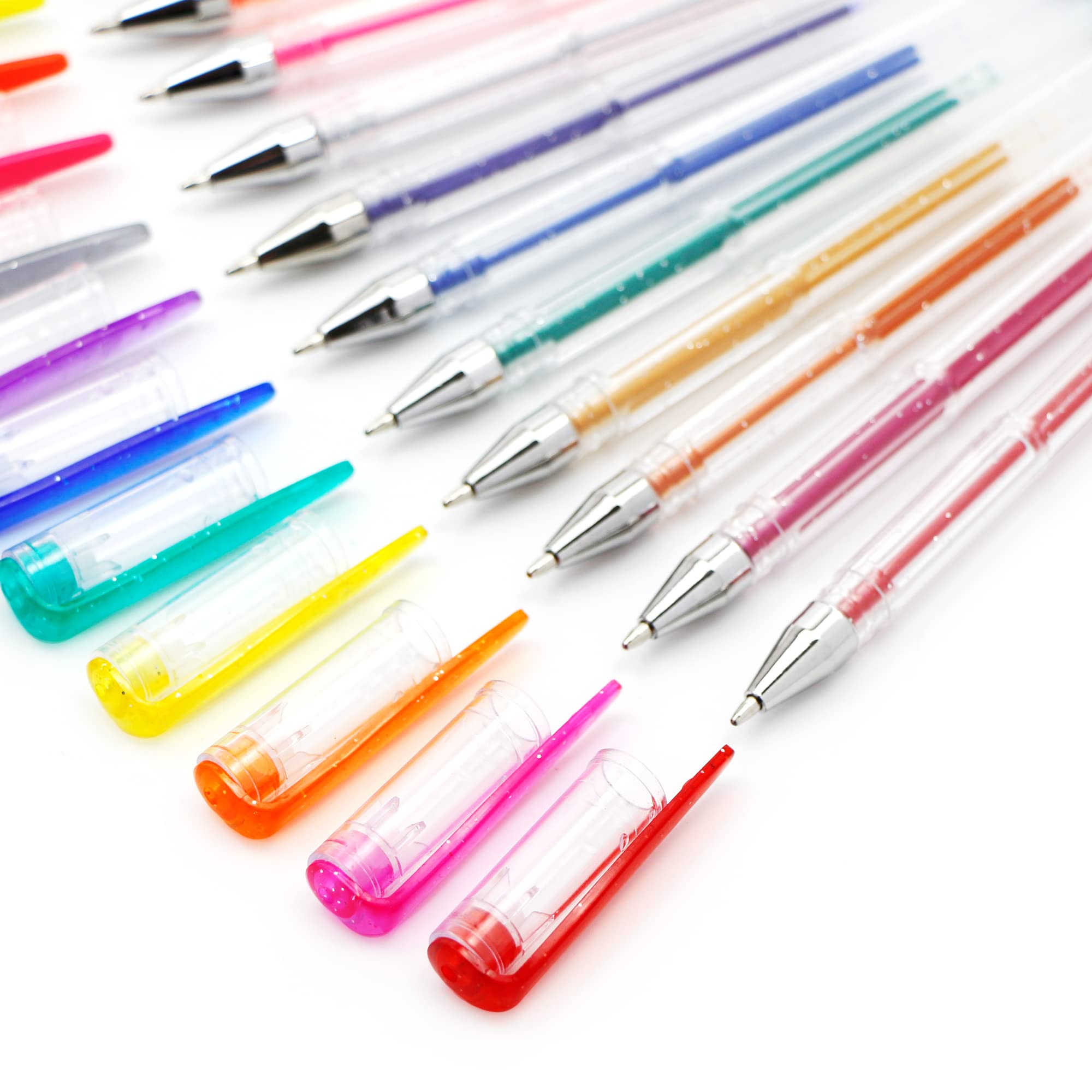 EXERZ Gel Ink Rollerball Pens - 24 Pack Rainbow Colors with Glitter, Neon, Metallic Finishes 5
