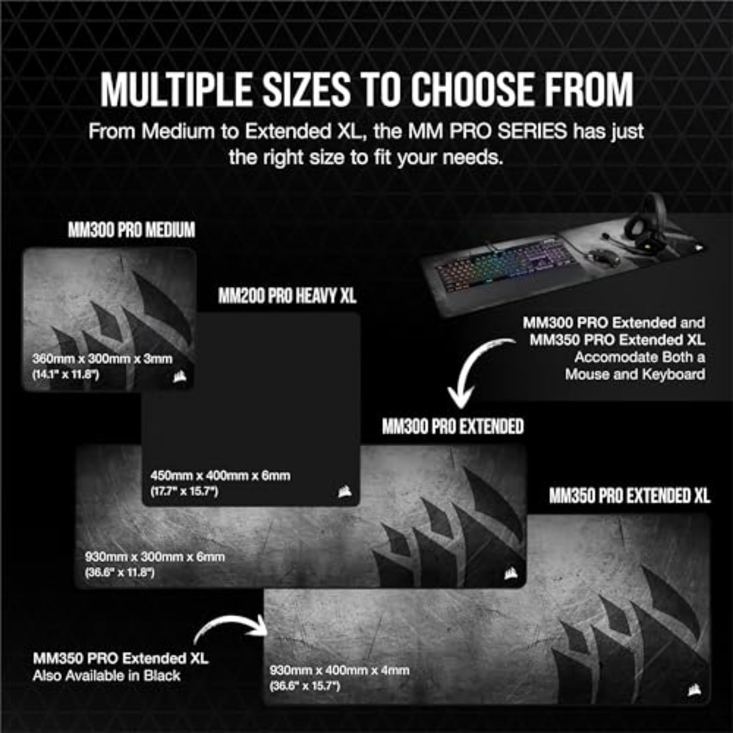 Corsair MM350 PRO Premium Spill-Proof, Stain-Resistant Cloth Gaming Mouse P 8