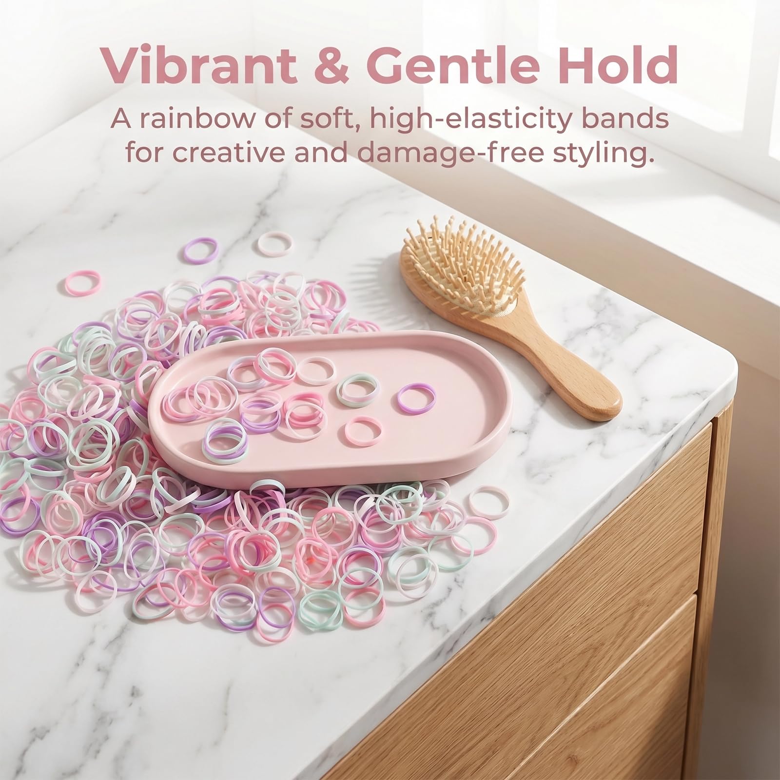Muexoee Violet Hair Elastics - Gentle Hold Rubber Bands for All Hair Types | 500 Pack 3