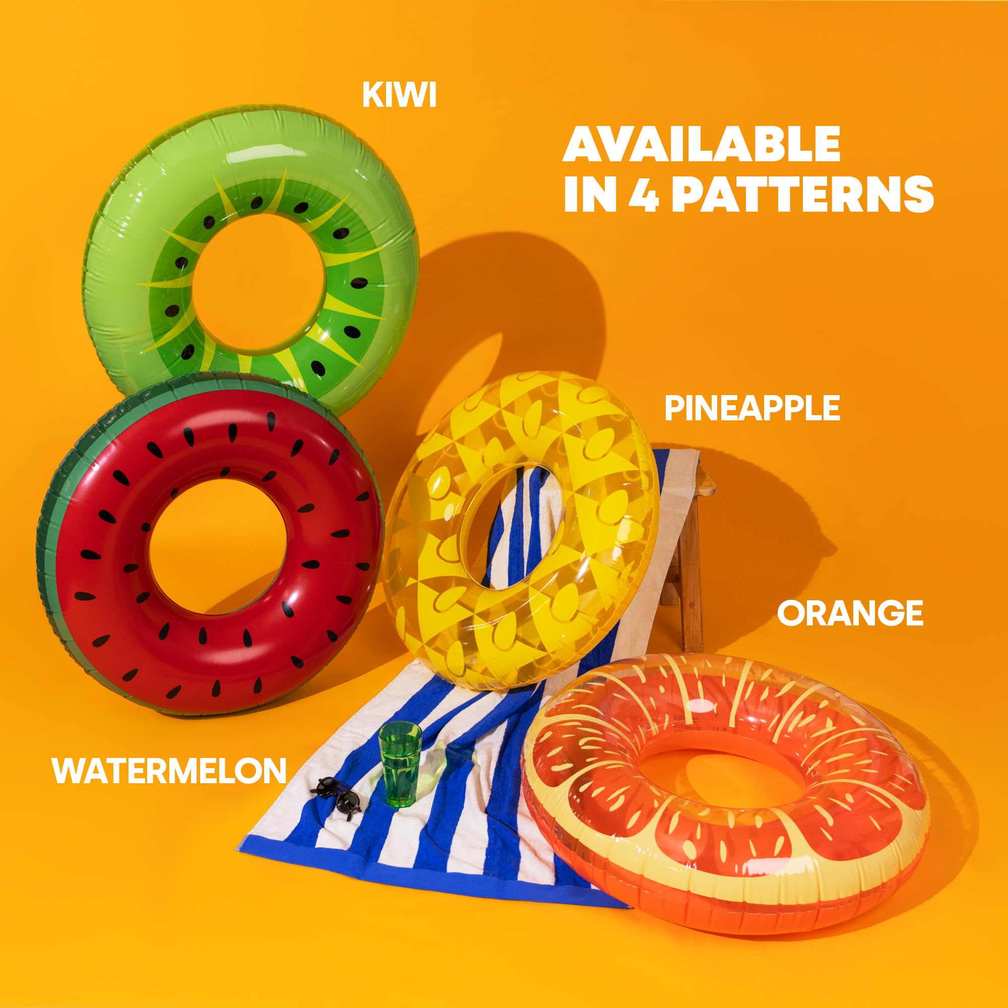 SPLASH! Inflatable Swimming Ring - Fruit Theme | 90cm Diameter | Supports up to 80kg 8