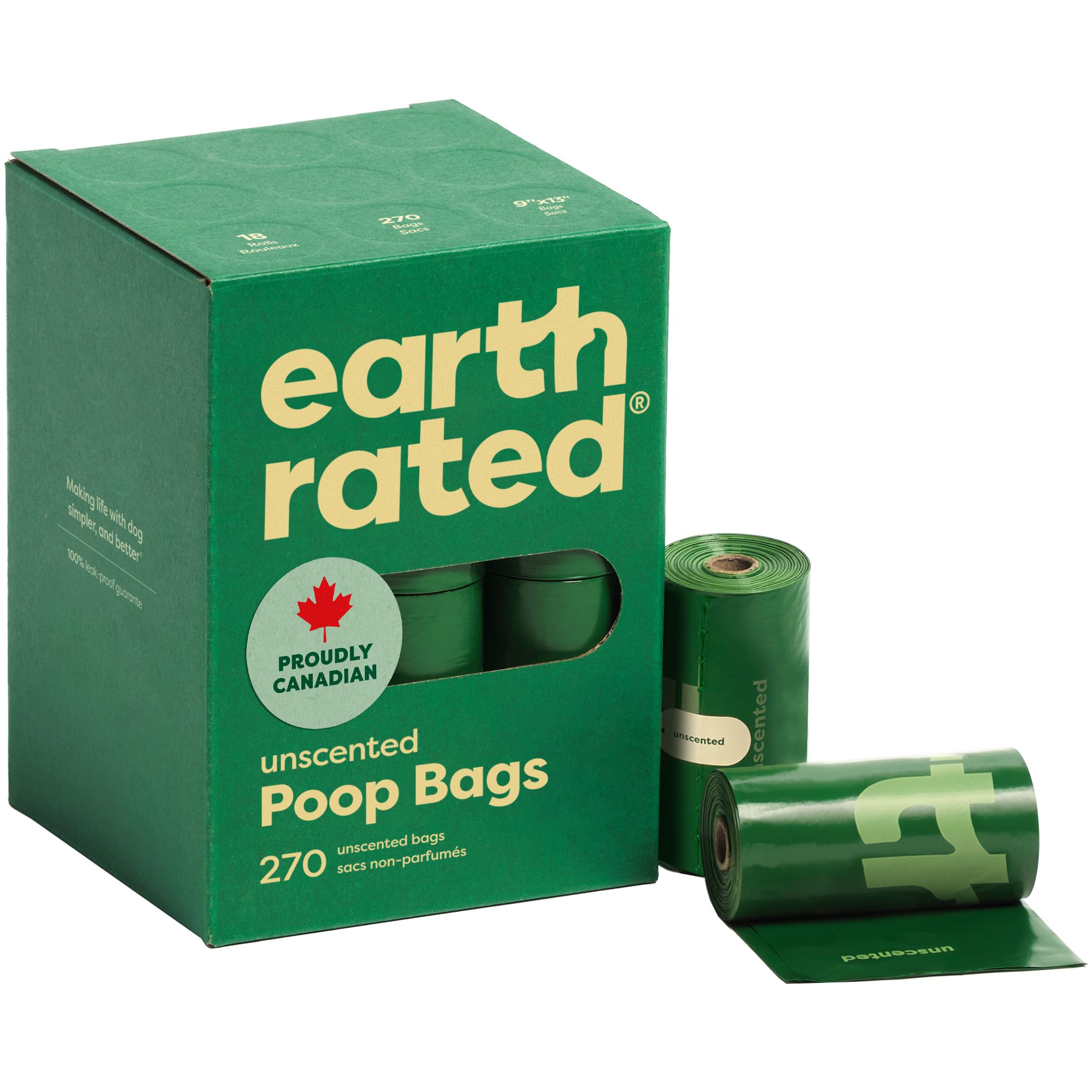 Earth Rated Dog Poo Bags - Guaranteed Leak Proof Refill Rolls | Unscented | 270 Count