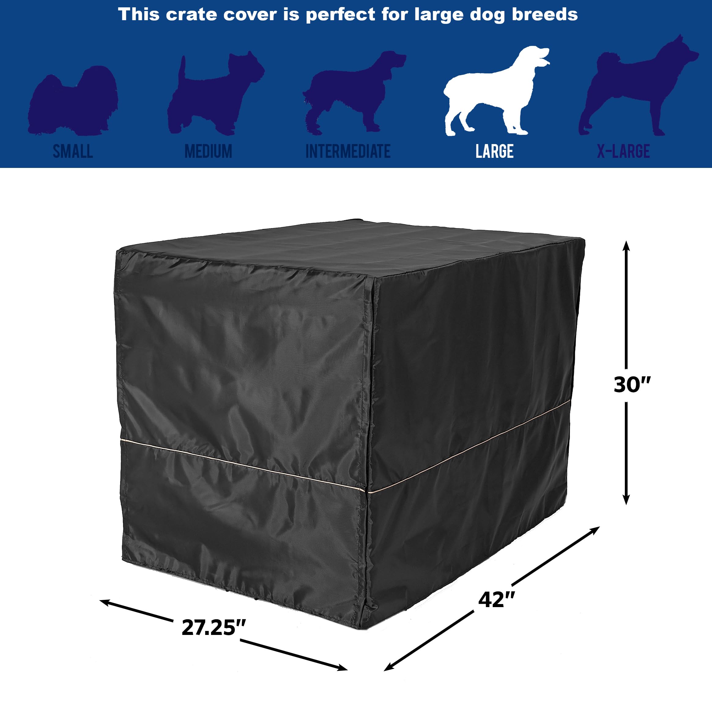 MidWest Homes for Pets Black Polyester Crate Cover for 106cm Crates | Secure Fit | Machine Washable 6
