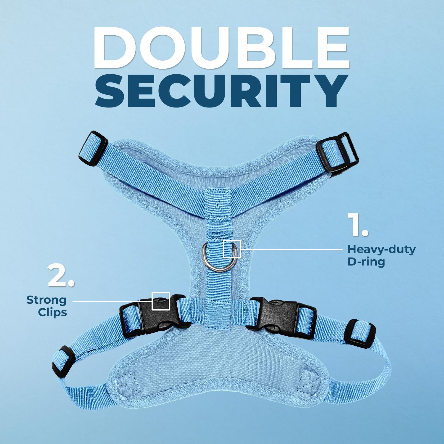 Best Pet Supplies Voyager Step-in Lock Pet Harness - All Weather Mesh, Adjustable, Baby Blue, Size M 2
