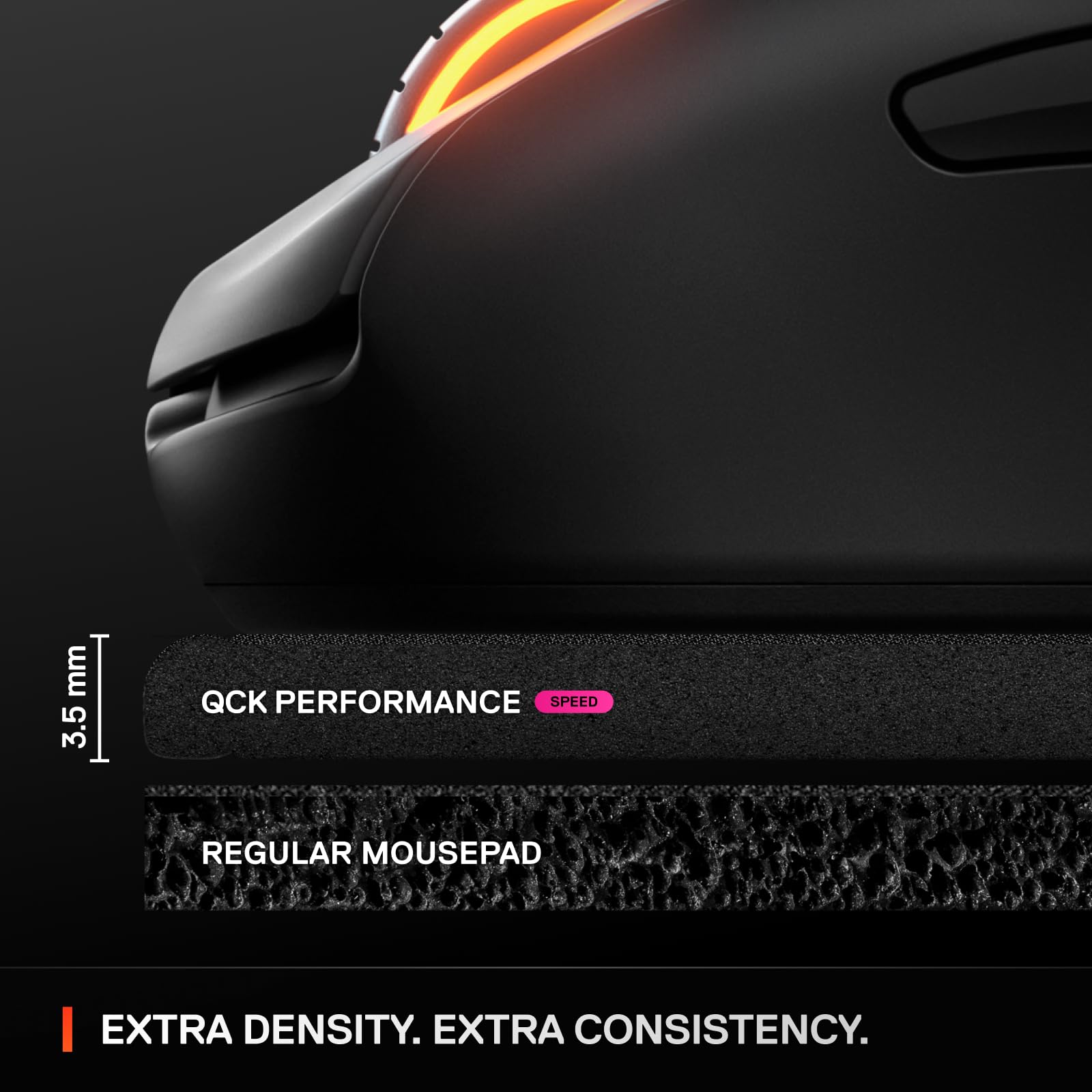 SteelSeries QcK XL Performance Speed Gaming Mousepad - Extra density for a smooth glide - Low-profile edge stitching - Non-slip neoprene rubber base - 900 x 400 mm size - FPS, MOBAs, RTS, MMO 8
