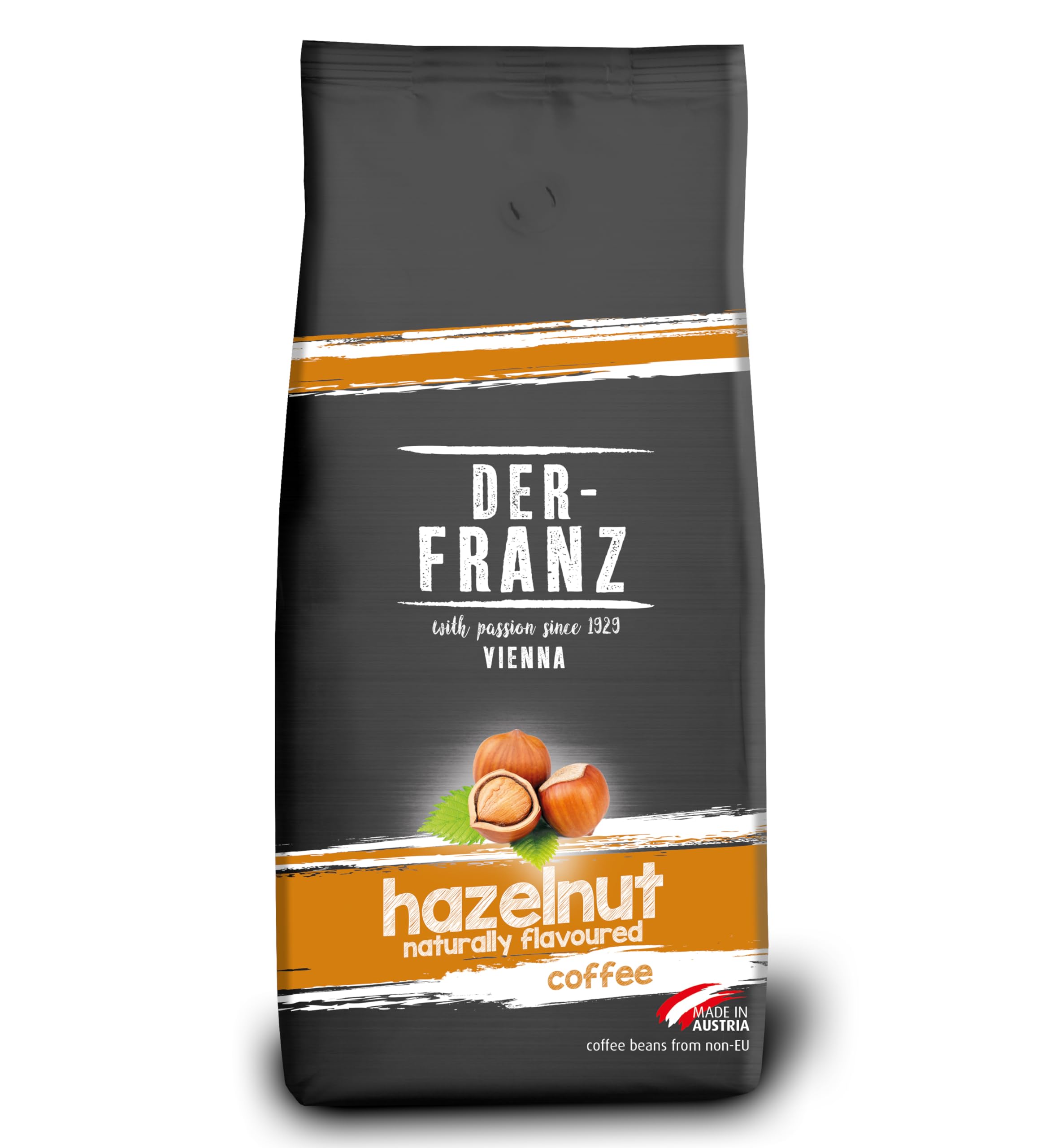 Der-Franz Hazelnut Flavoured Roasted Whole Coffee Beans - 1 kg | Intensity 3/5 | UTZ Certified