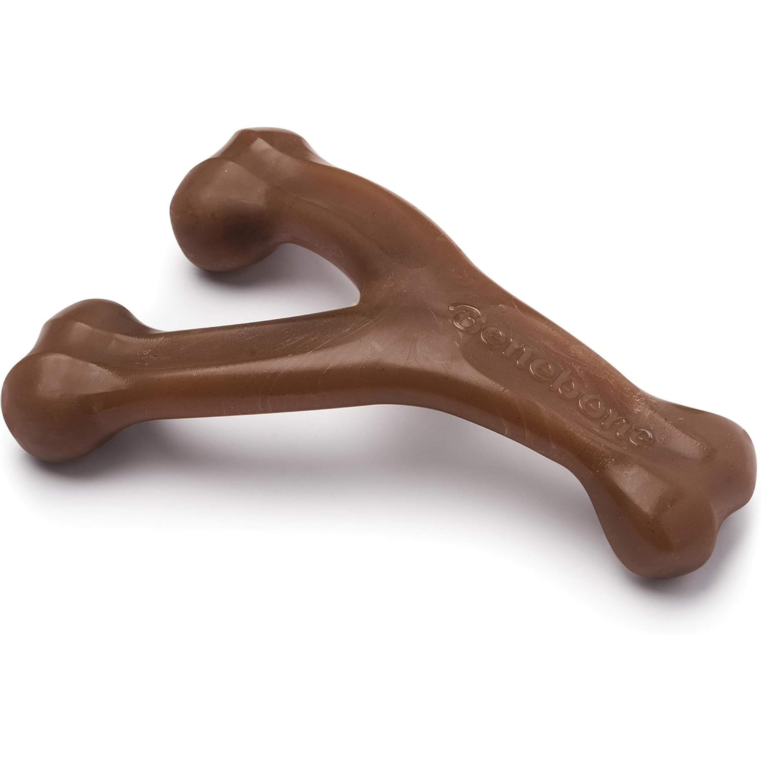 Benebone Indestructible Wishbone Dog Chew Toy - Real Peanut Flavor | Medium Dogs | Heavy Duty