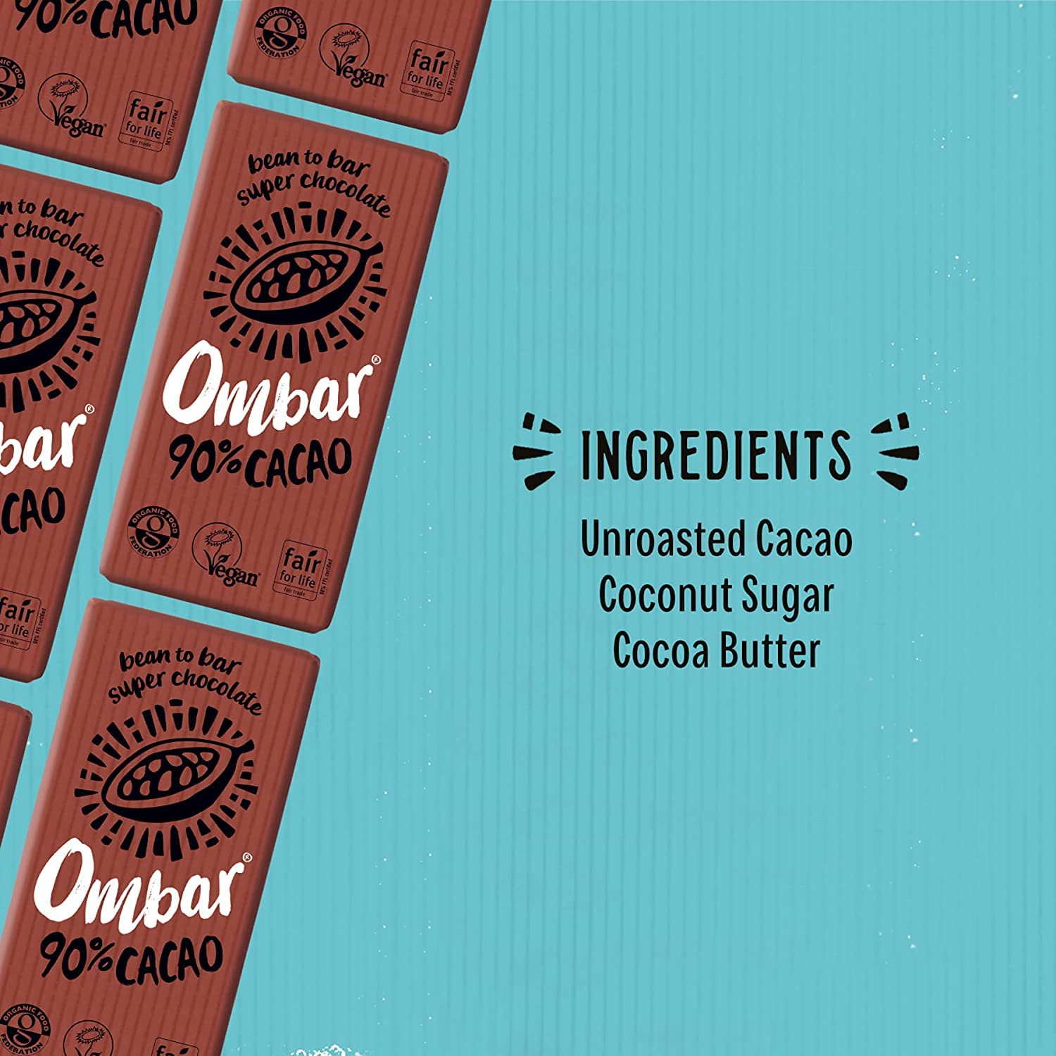 Ombar - 90% Cacao Vegan Dark Chocolate Bar (35g x 10) Organic, Dairy & Gluten Free 4