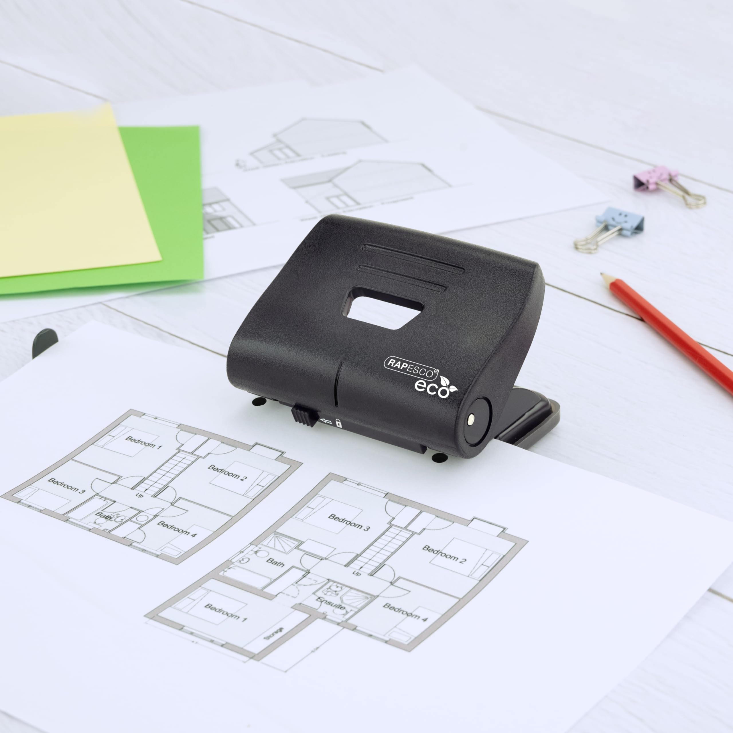 RAPESCO ECO 2-Hole Punch - 22 Sheet Capacity | Black | Pack of 3 3