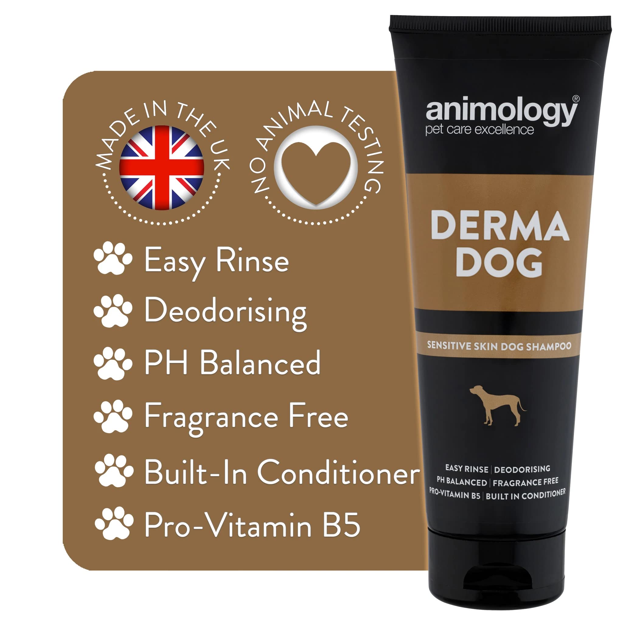 Animology Derma Dog Fragrance Free Mild Shampoo for Dogs | 250 ml | pH Balanced 5