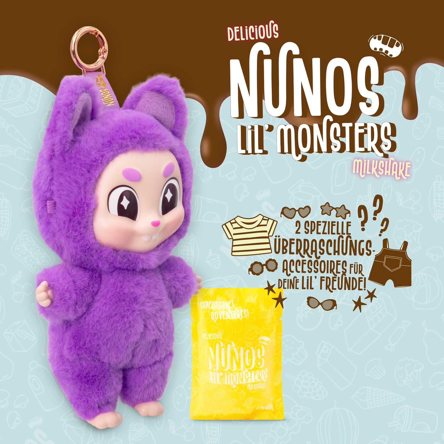 CRAZE NUNOS Lil’ Monsters Soft Doll Plush Toy Keyring | Collectable | Unisex Kids
