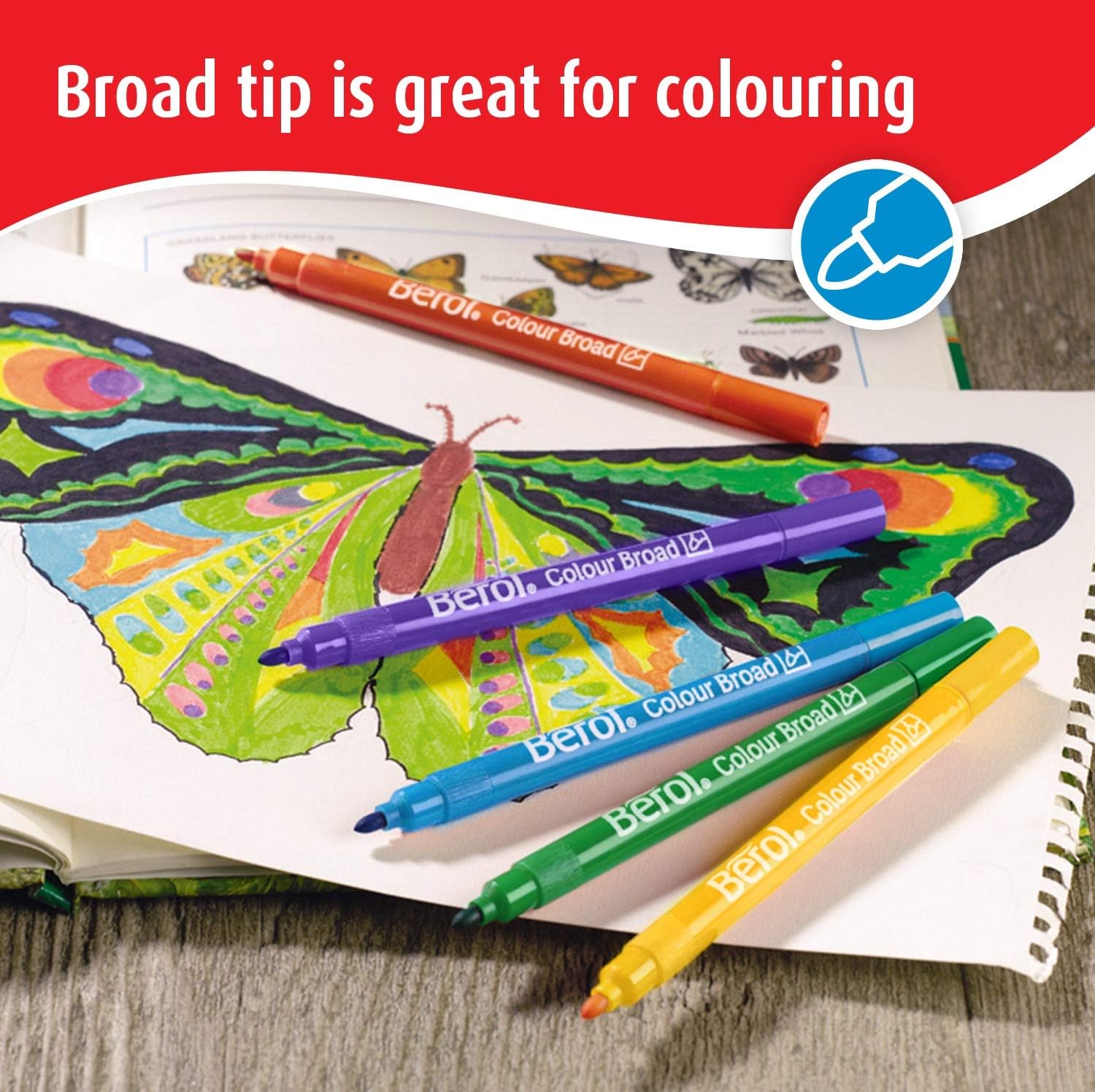 Berol Felt Tip Pens - Washable Broad Tip Markers for Kids, 42-Pack 8