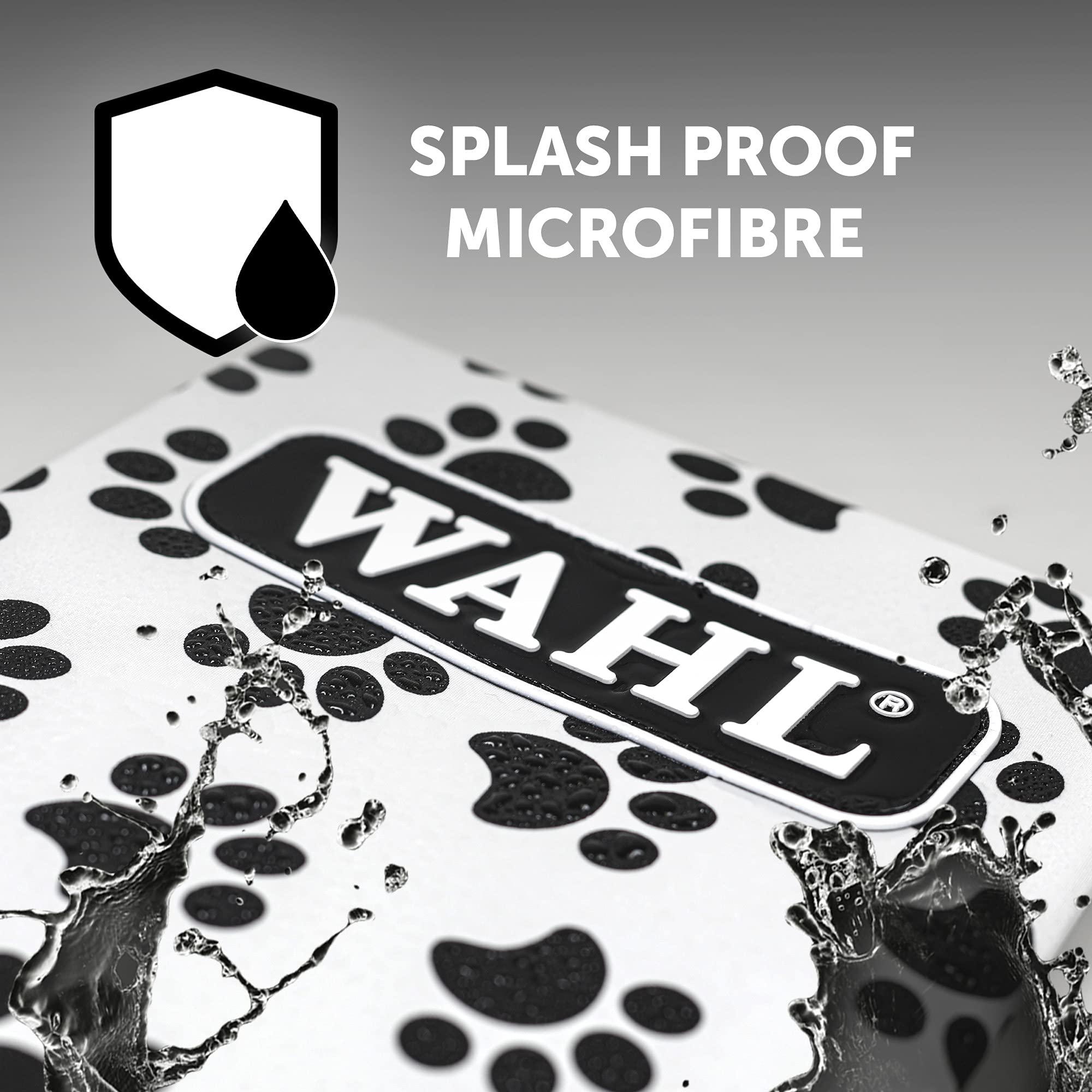 Wahl Paw Print Grooming Apron - Waterproof, Anti-static Hair Repellent | Max Waist 140cm | White