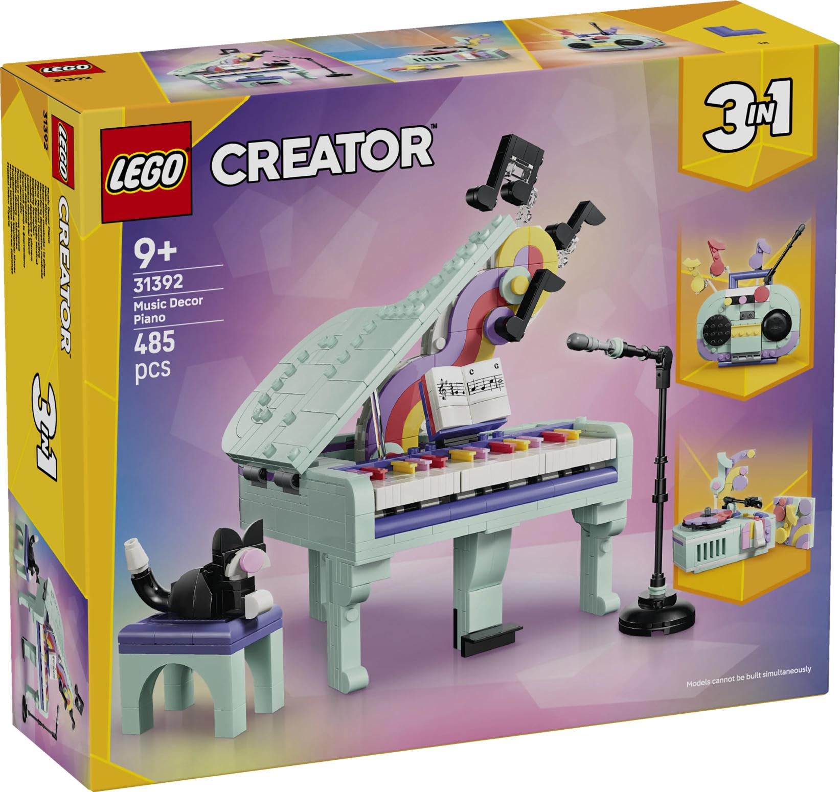 LEGO Creator 3 in 1 Music Decor Piano with Cat 31392 | Ages 9+ | Retro Model Kit 6