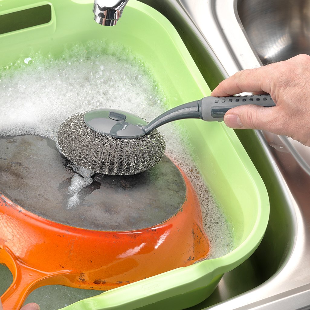 Addis 517706 ComfiGrip Long Handled Scourer Scrub Brush | Metallic Graphite | 26 x 10 x 12 cm 3