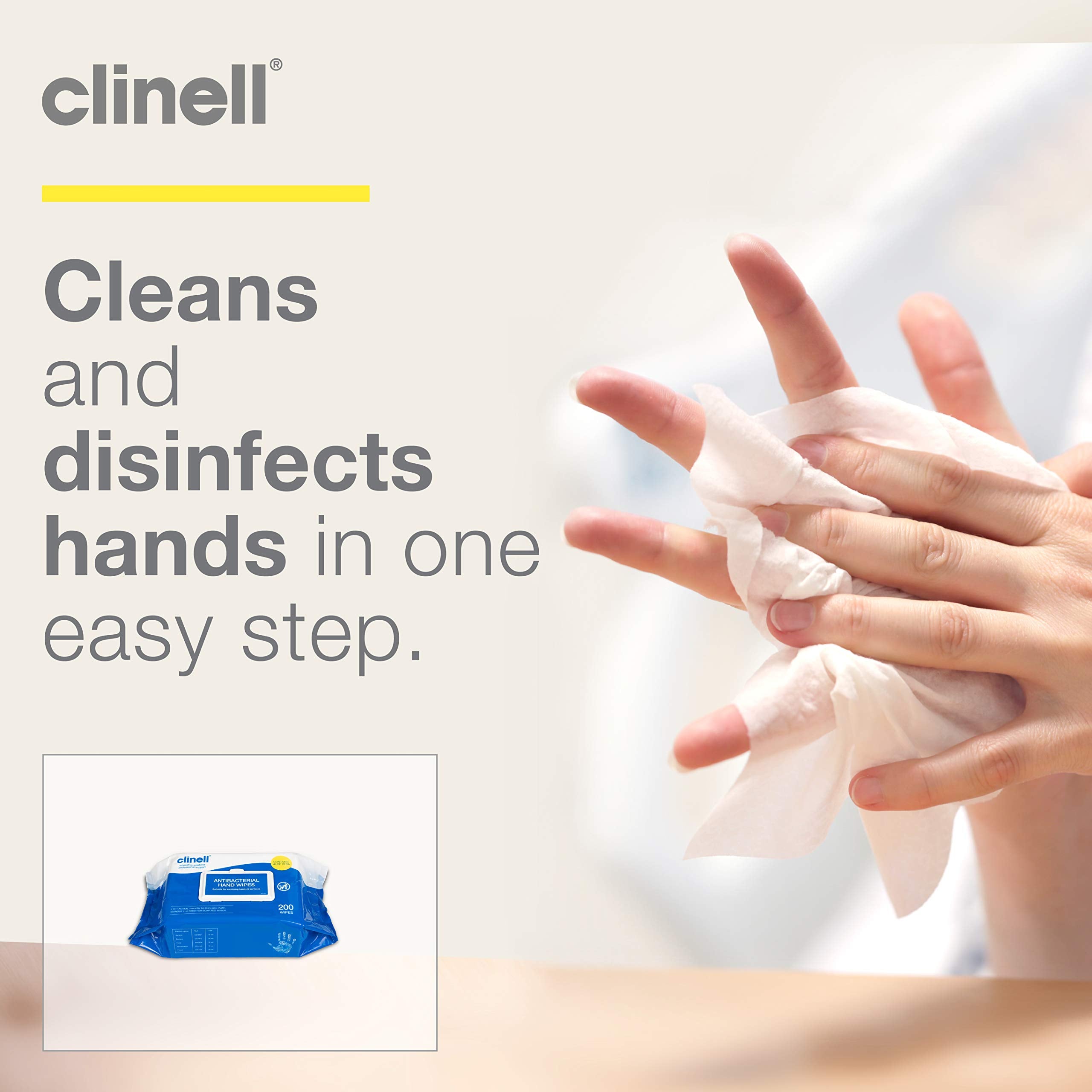 Clinell Antimicrobial Hand Wipes - Alcohol-Free Disinfectant | 200 Count Canister 3
