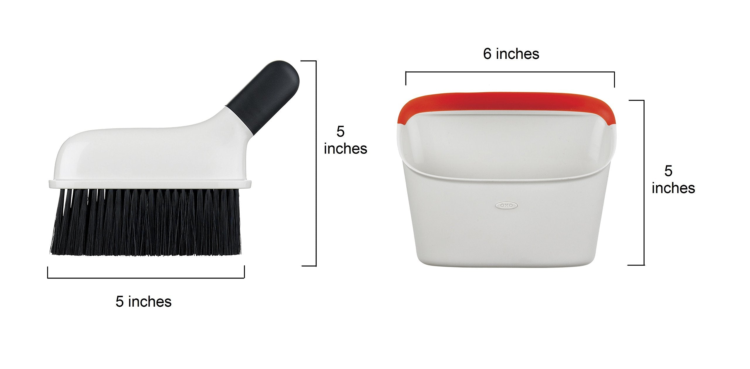 OXO Good Grips Compact Dustpan & Brush Set - Slim Storage | Soft Rubber Lip | Red 3