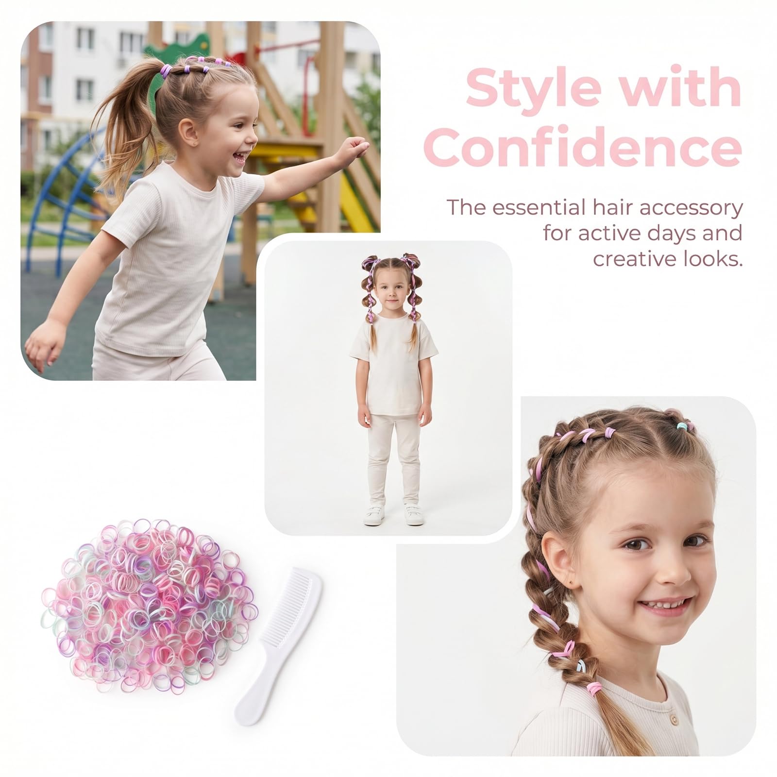 Muexoee Violet Hair Elastics - Gentle Hold Rubber Bands for All Hair Types | 500 Pack 6