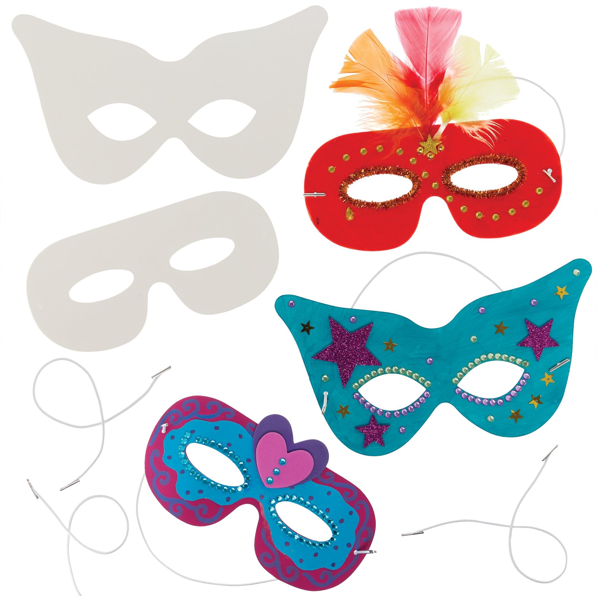 Baker Ross EK3226 Decorate Your Own Eye Masks - Pack of 12 Blank Fabric Masks for Kids Ages 3+