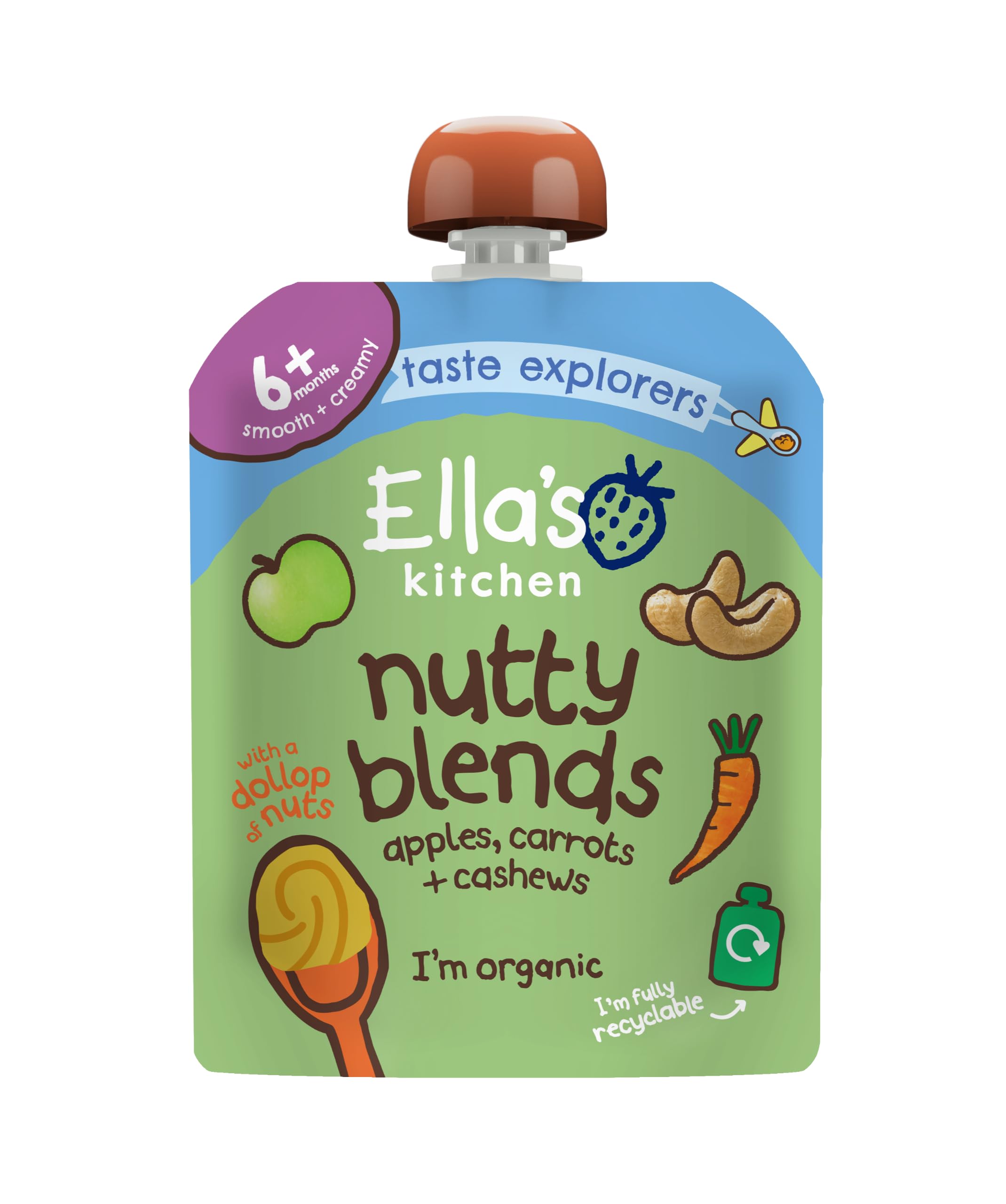 Ella's Kitchen Organic Apples Carrots & Cashews Baby Food Pouch - 6+ Months, 85g