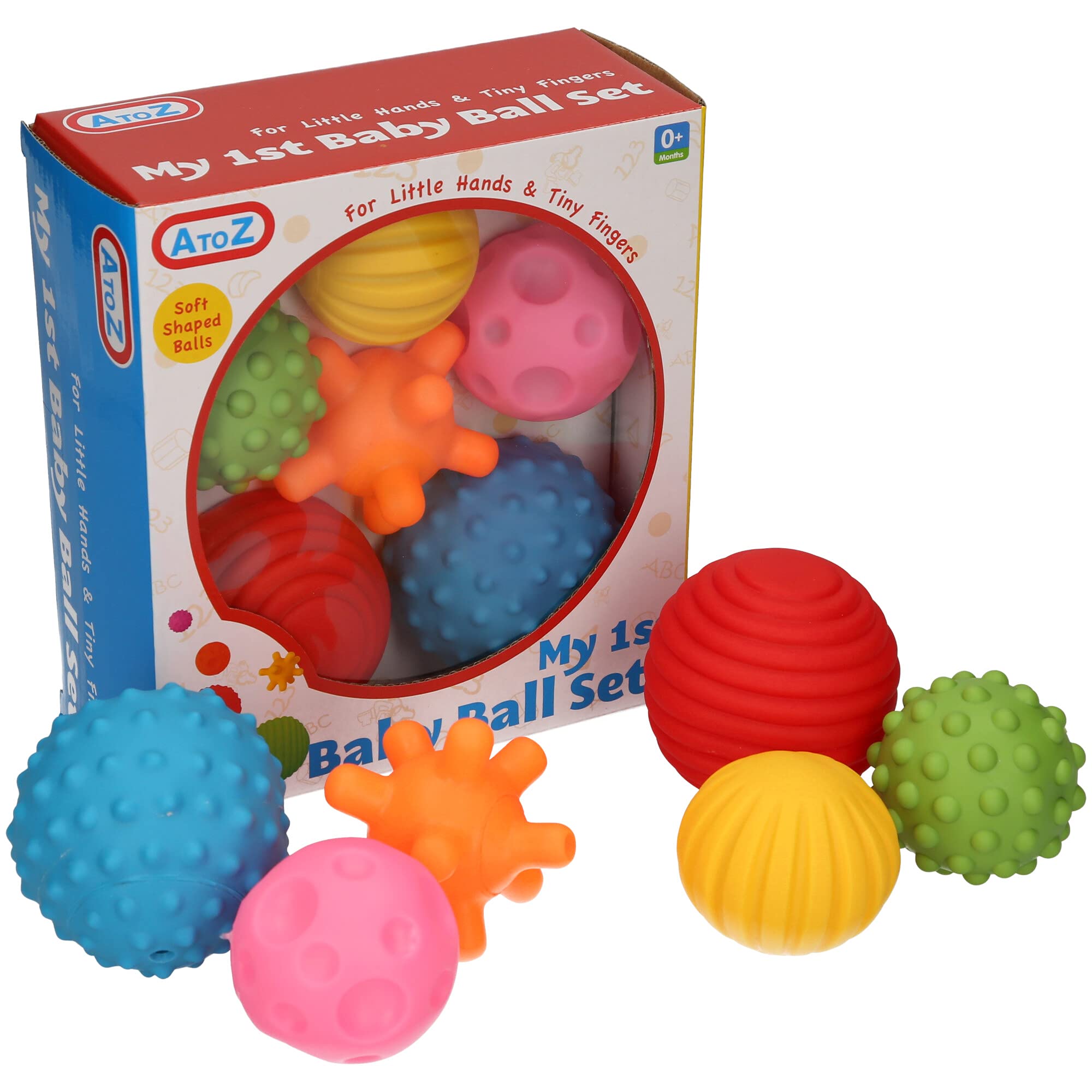 Atoz My First Baby Multi Textured Sensory Soft Balls - 6 Pack | Develops Tactile Skills | Birth+ 1