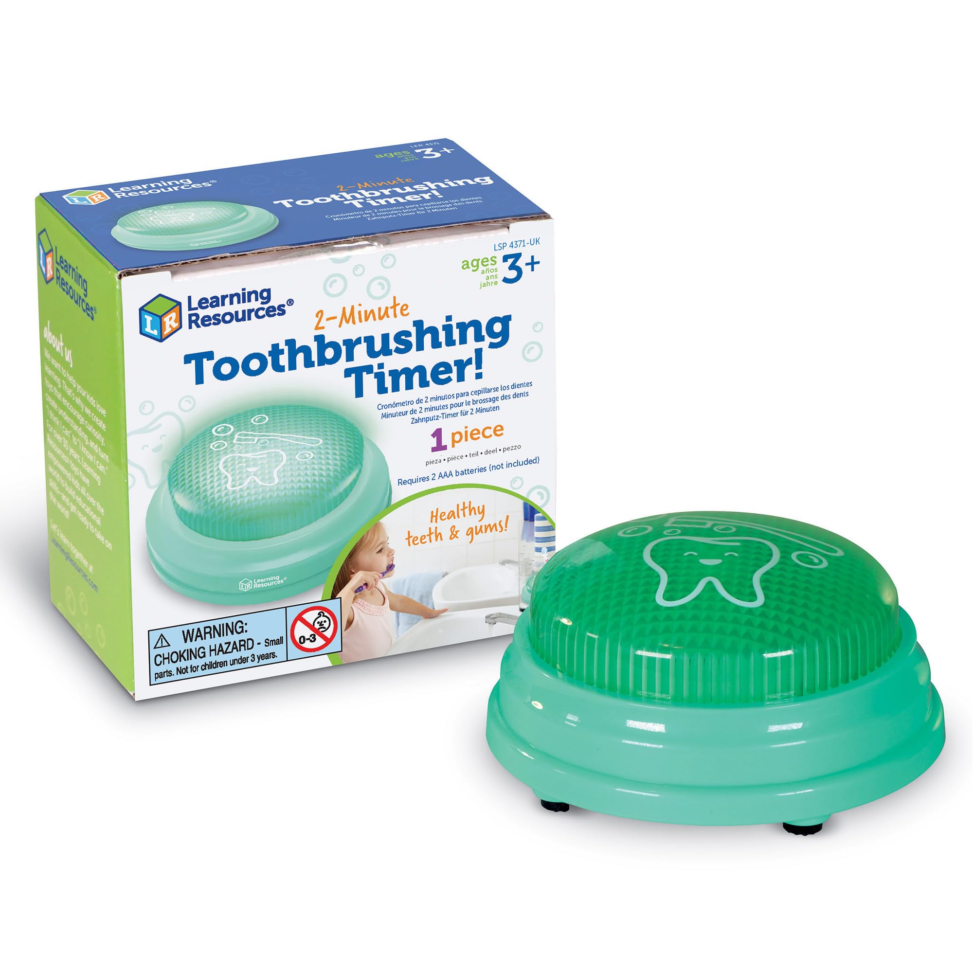 Learning Resources 2-Minute Toothbrushing Timer - Kids’ Dental Timer with Light & Sound for Ages 3+