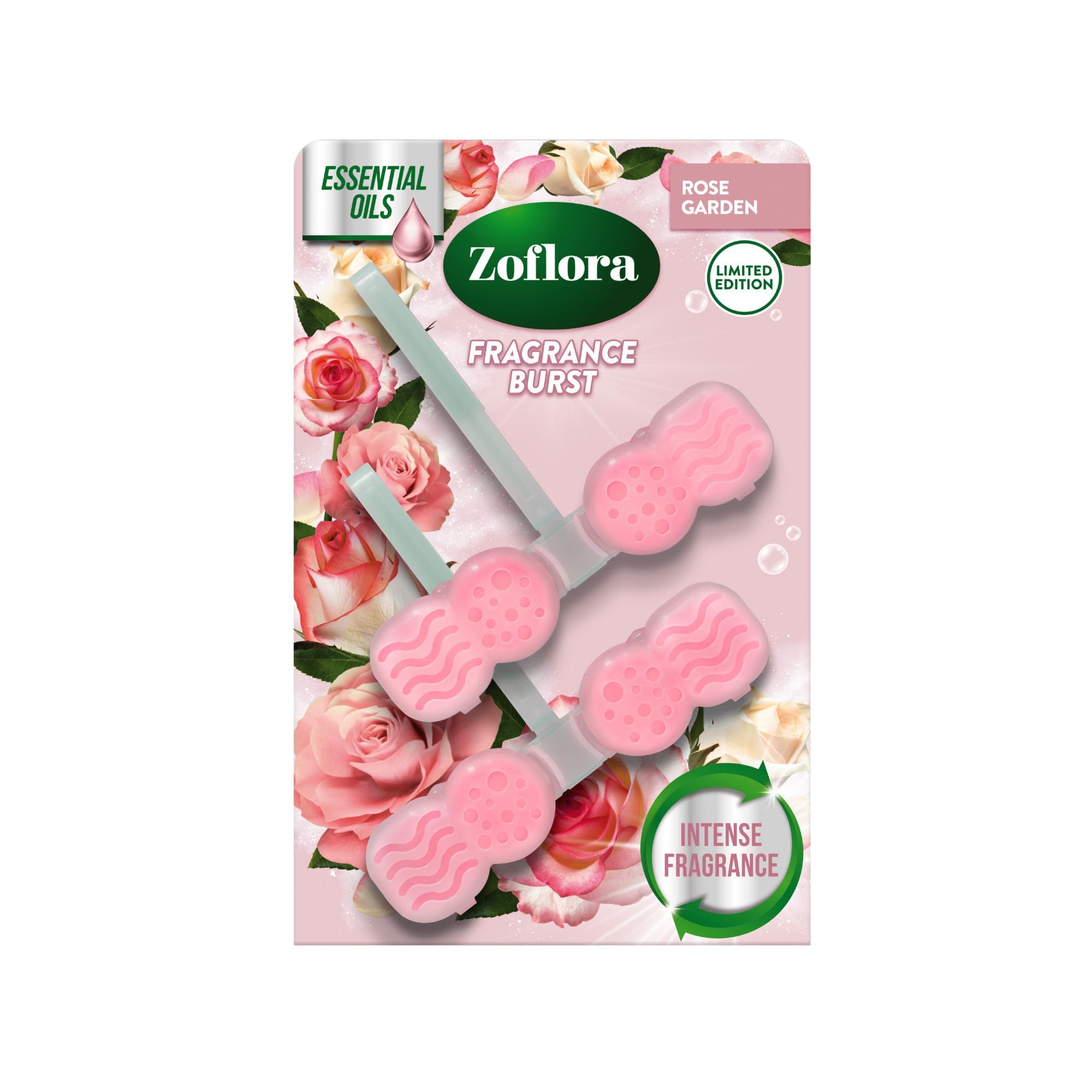 Zoflora Rim Blocks Rose Garden - Continuous Freshness & Odour Control | 2 x 48g