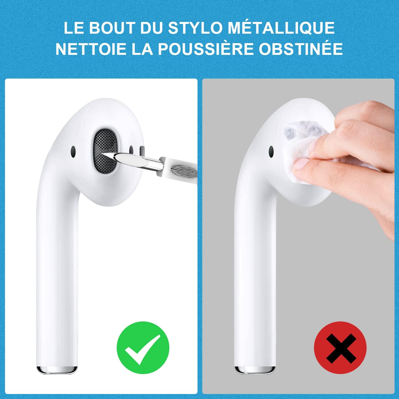 MOXYOY 3-In-1 Earphone Cleaning Kit - Metal Tip, Brush, Sponge | ABS/Stainless Steel 3
