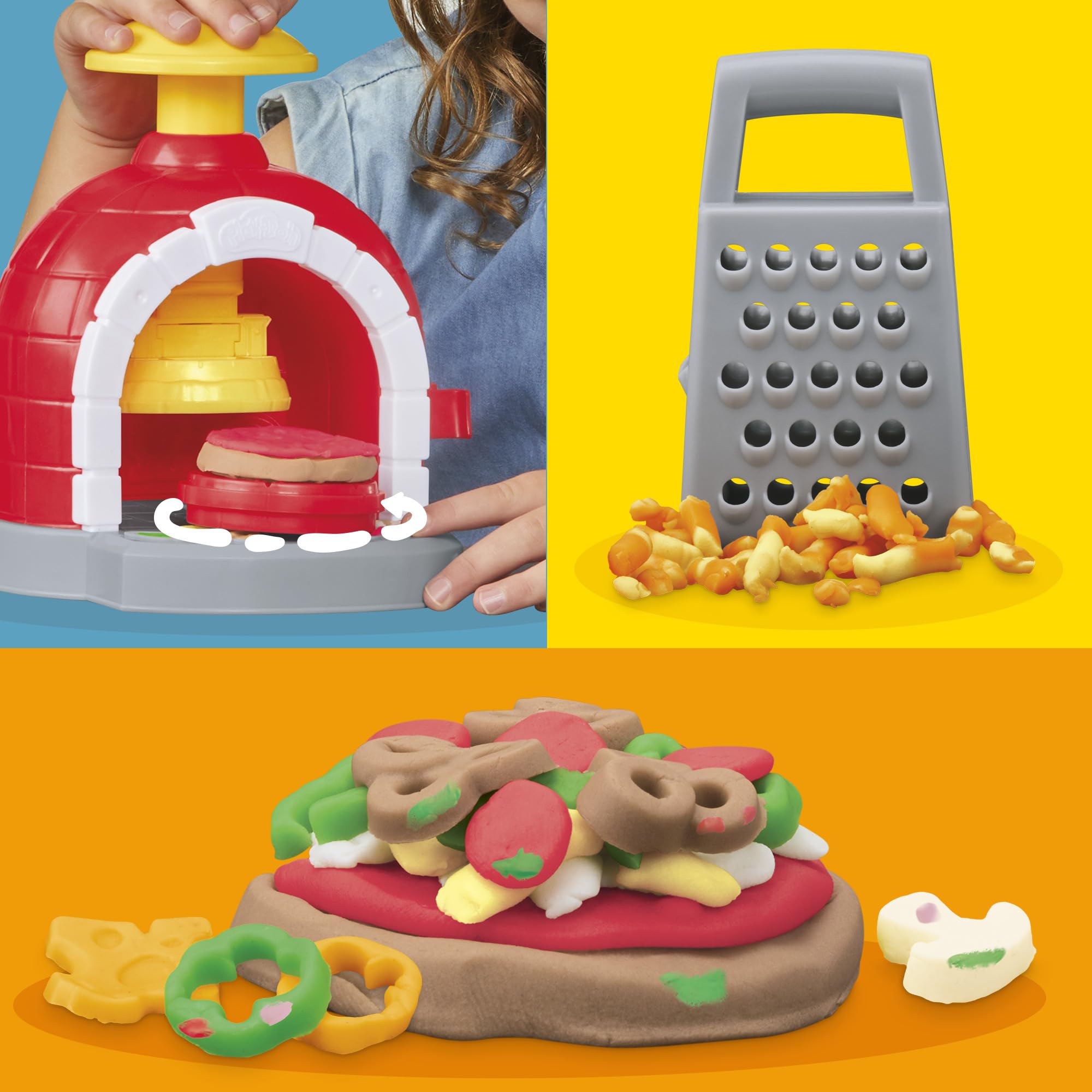 Play-Doh Kitchen Creations Pizza Oven Playset with 6 Cans of Modeling Compound | Ages 3+ 4