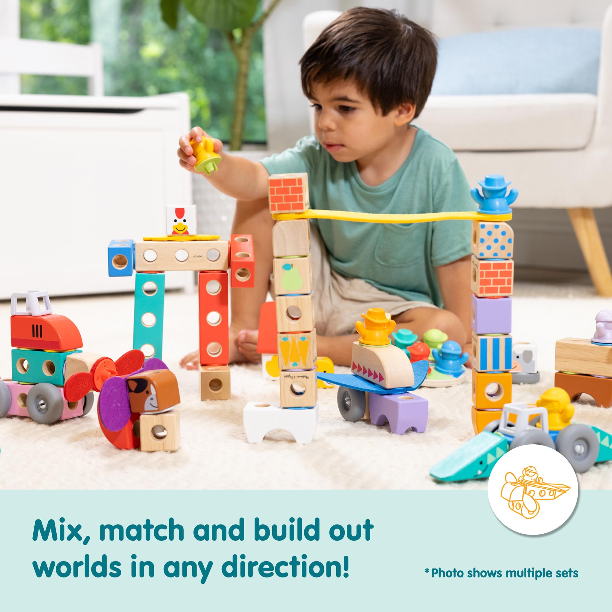 Melissa & Doug Blockables Woodland Friends Snap And Play Building Set | Ages 2-7 | 16 Pieces 6