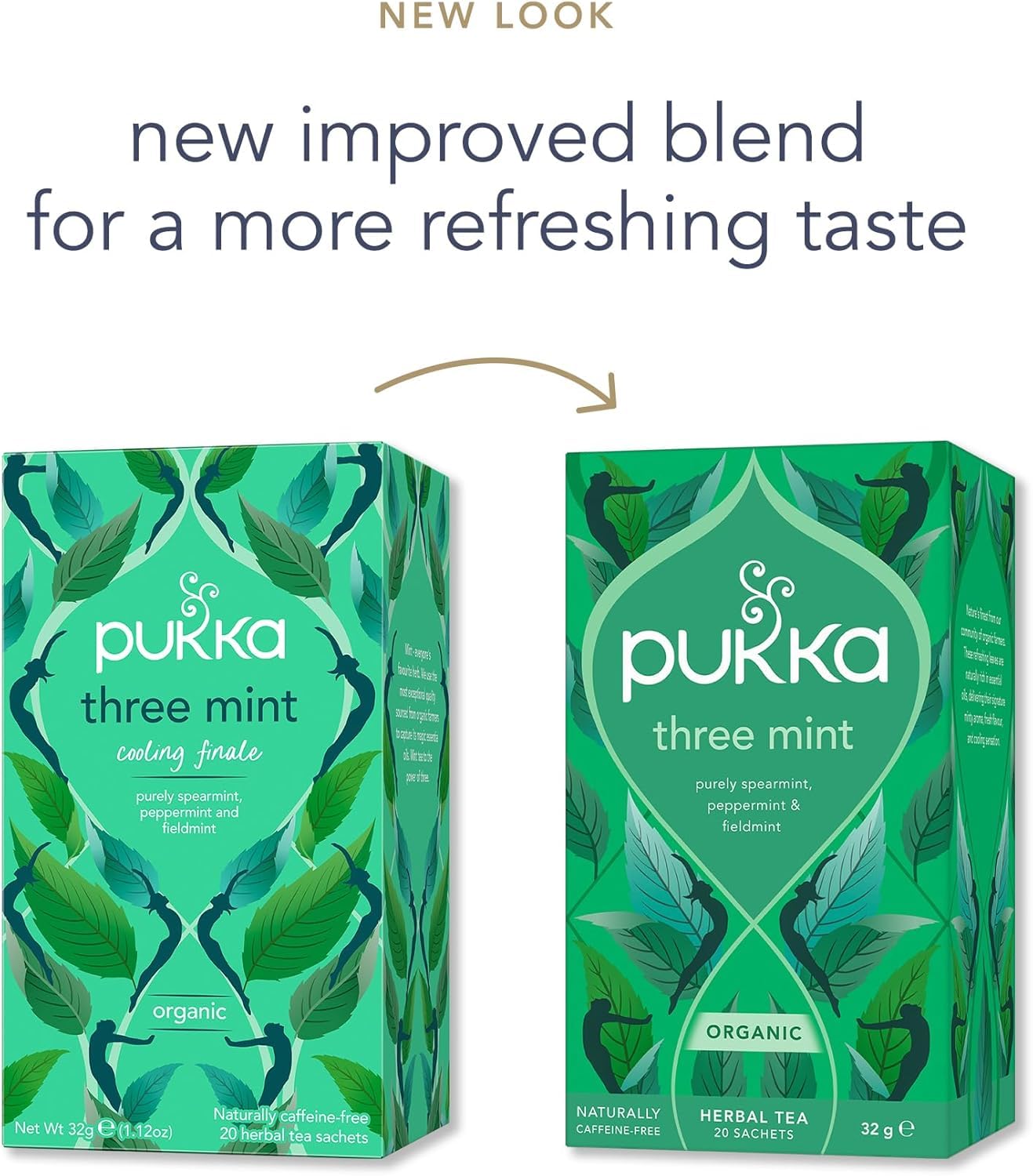 Pukka Herbs Three Mint Organic Herbal Tea - 40 Count Teabags | Caffeine-Free | Aids Digestion