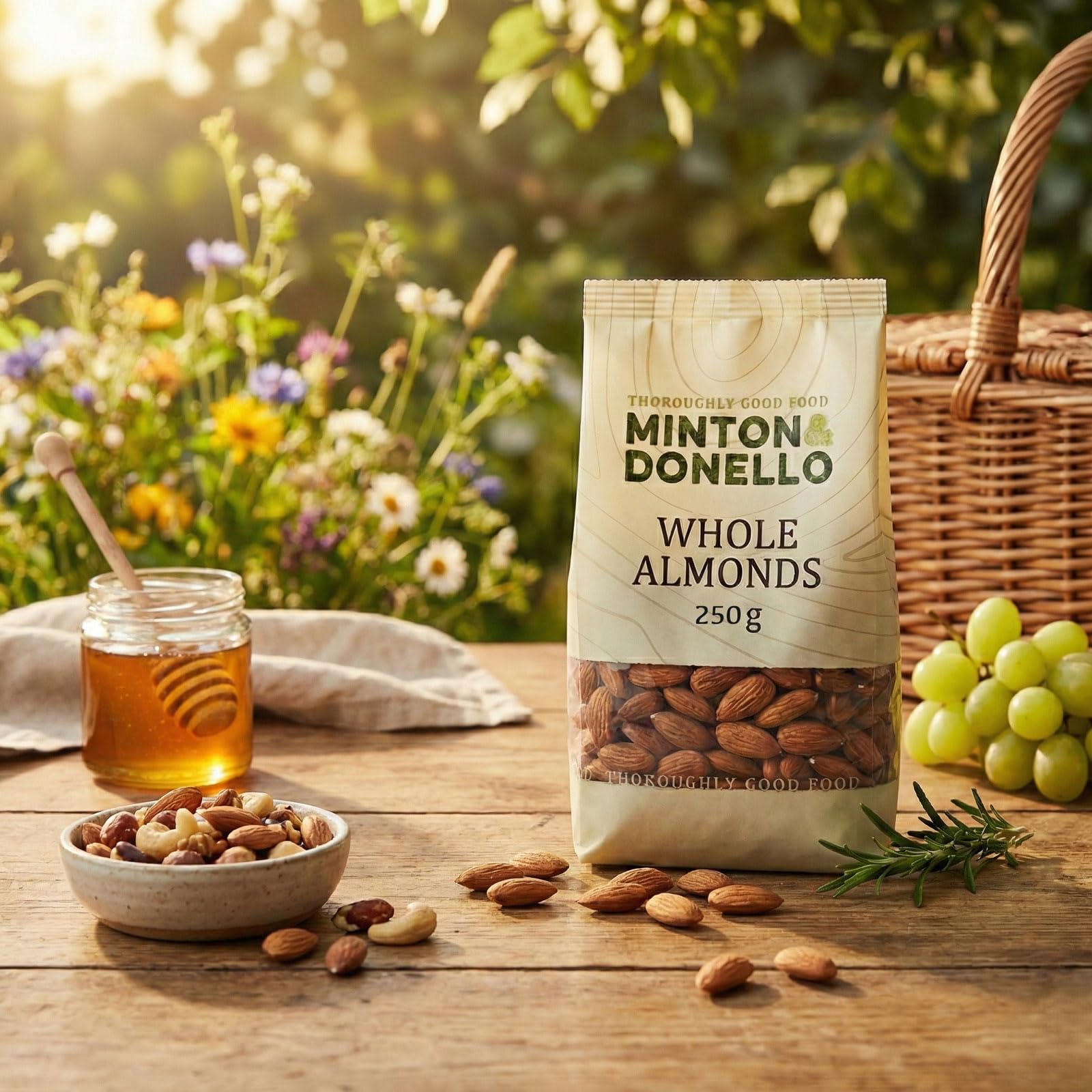 Minton & Donello Whole Almonds - 6 Pack x 250g Natural Nuts | High Protein & Fibre