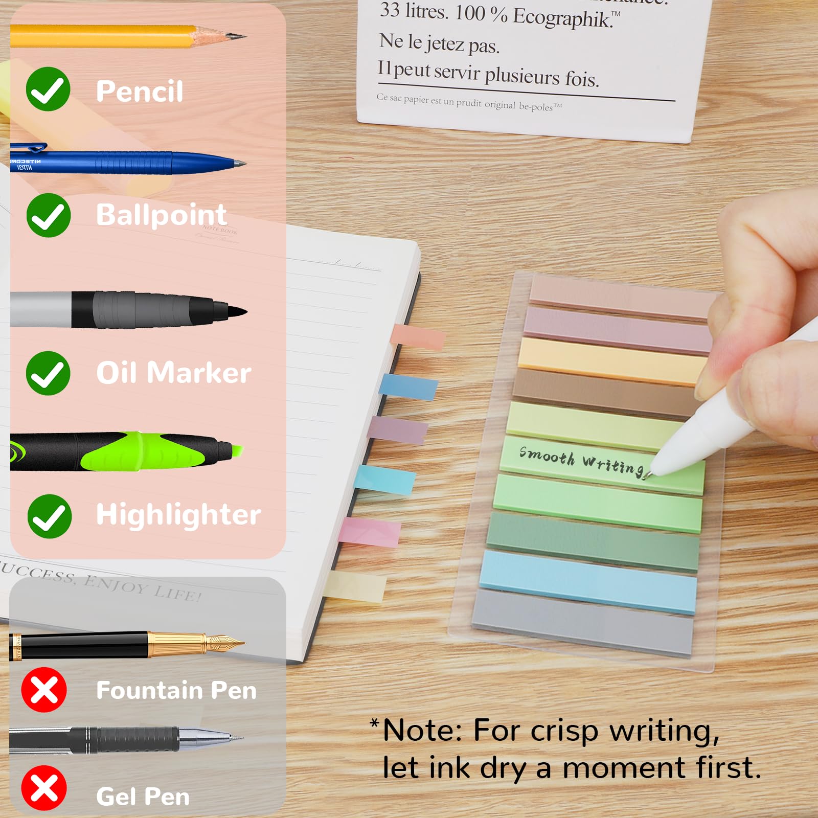 Euvqunn 1400 Pcs Sticky Tabs - 70 Colors Translucent Index Tabs | 1.73 x 0.43 in 6