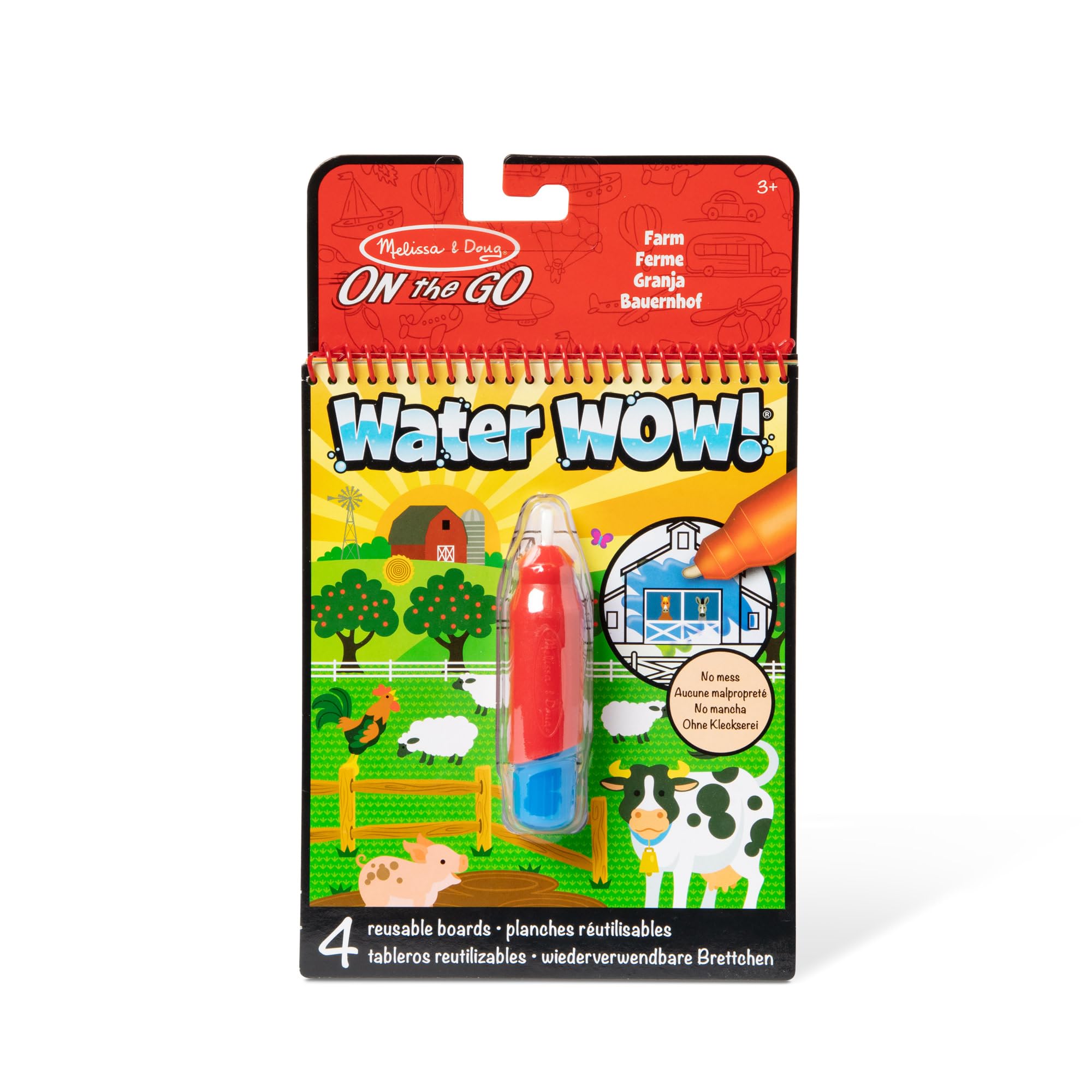 Melissa & Doug Water Reveal Pad - Farm | Reusable Coloring Book | Ages 3+ | Travel Toy